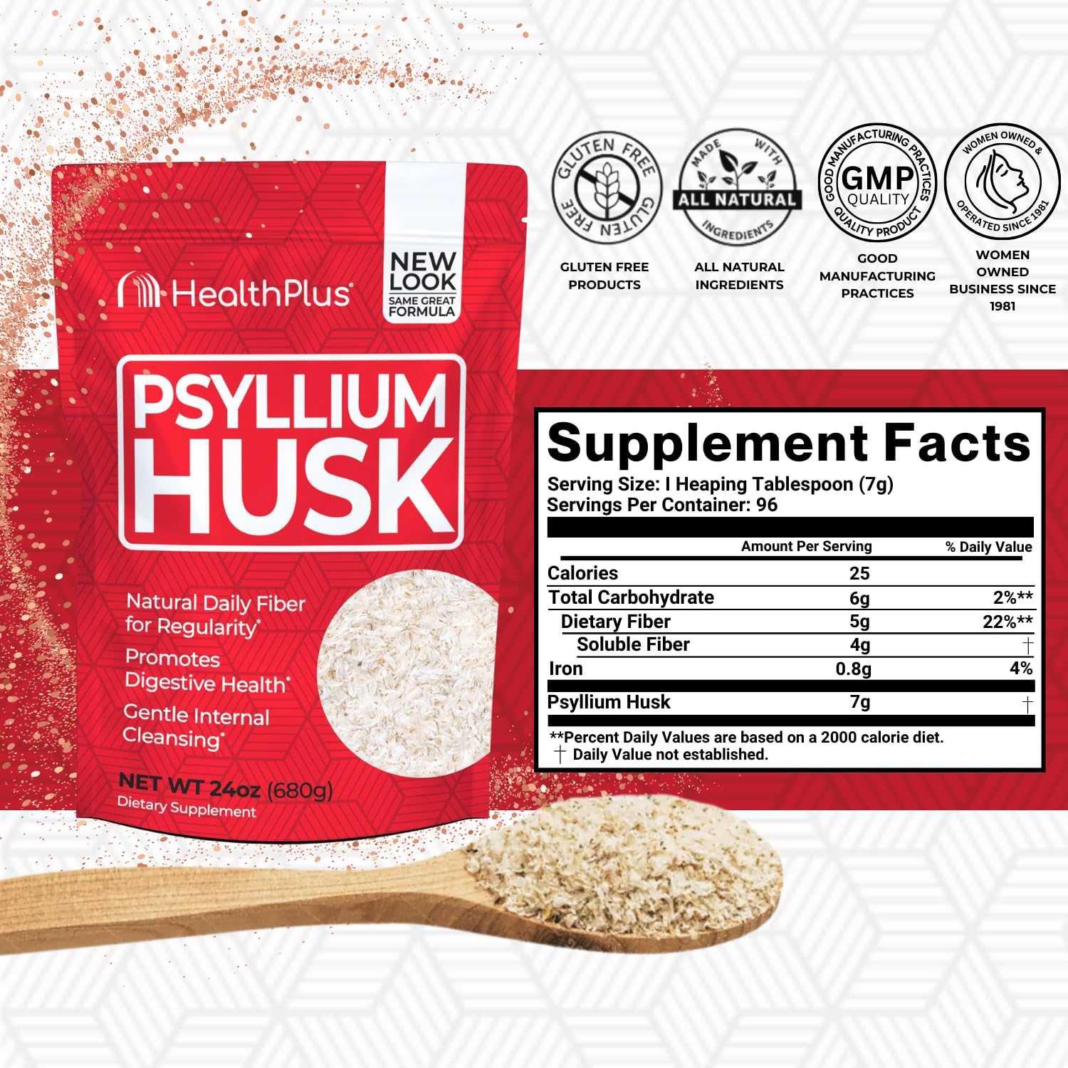 Health Plus Psyllium Husk Fiber Supplement packaging