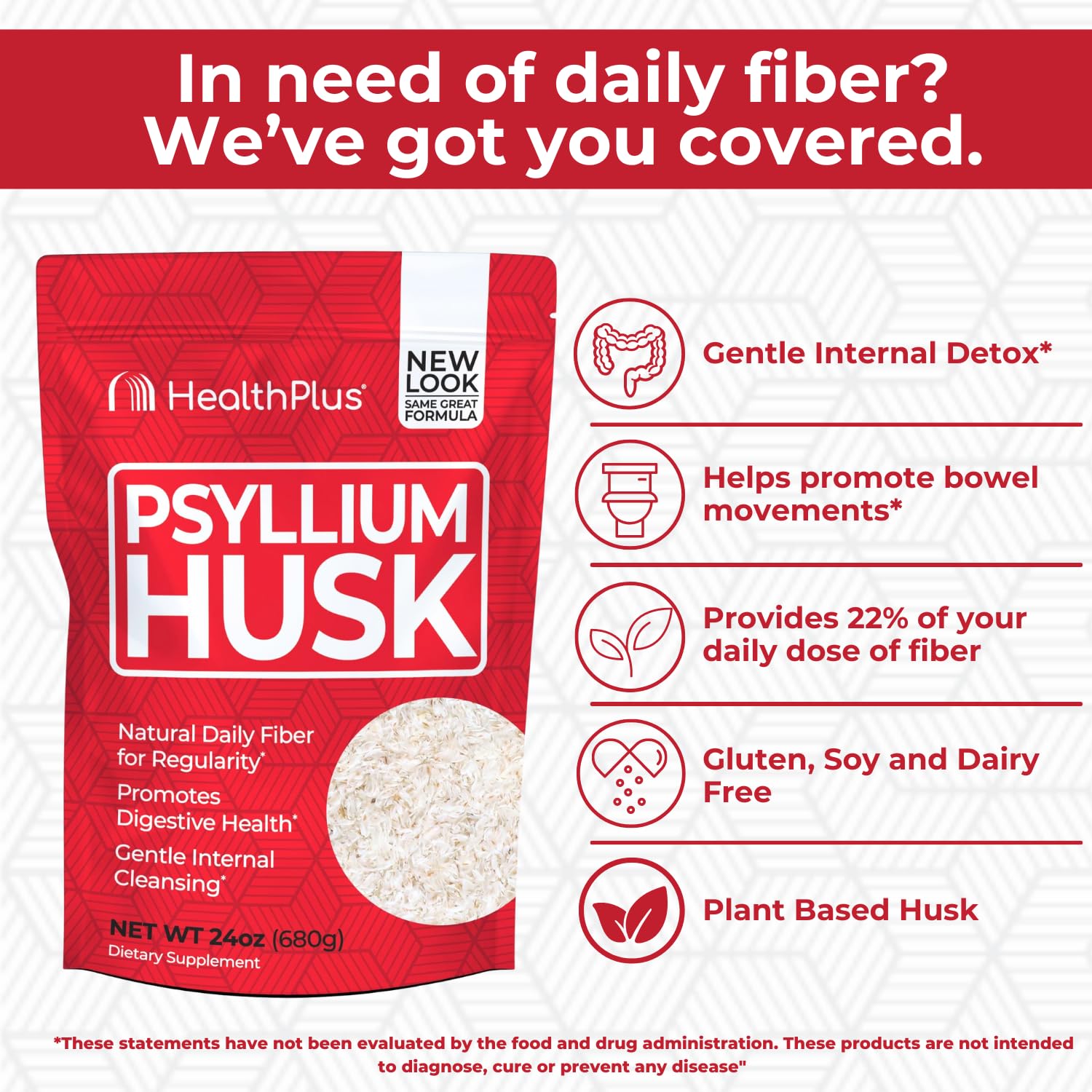 Health Plus Psyllium Husk Fiber Supplement side view