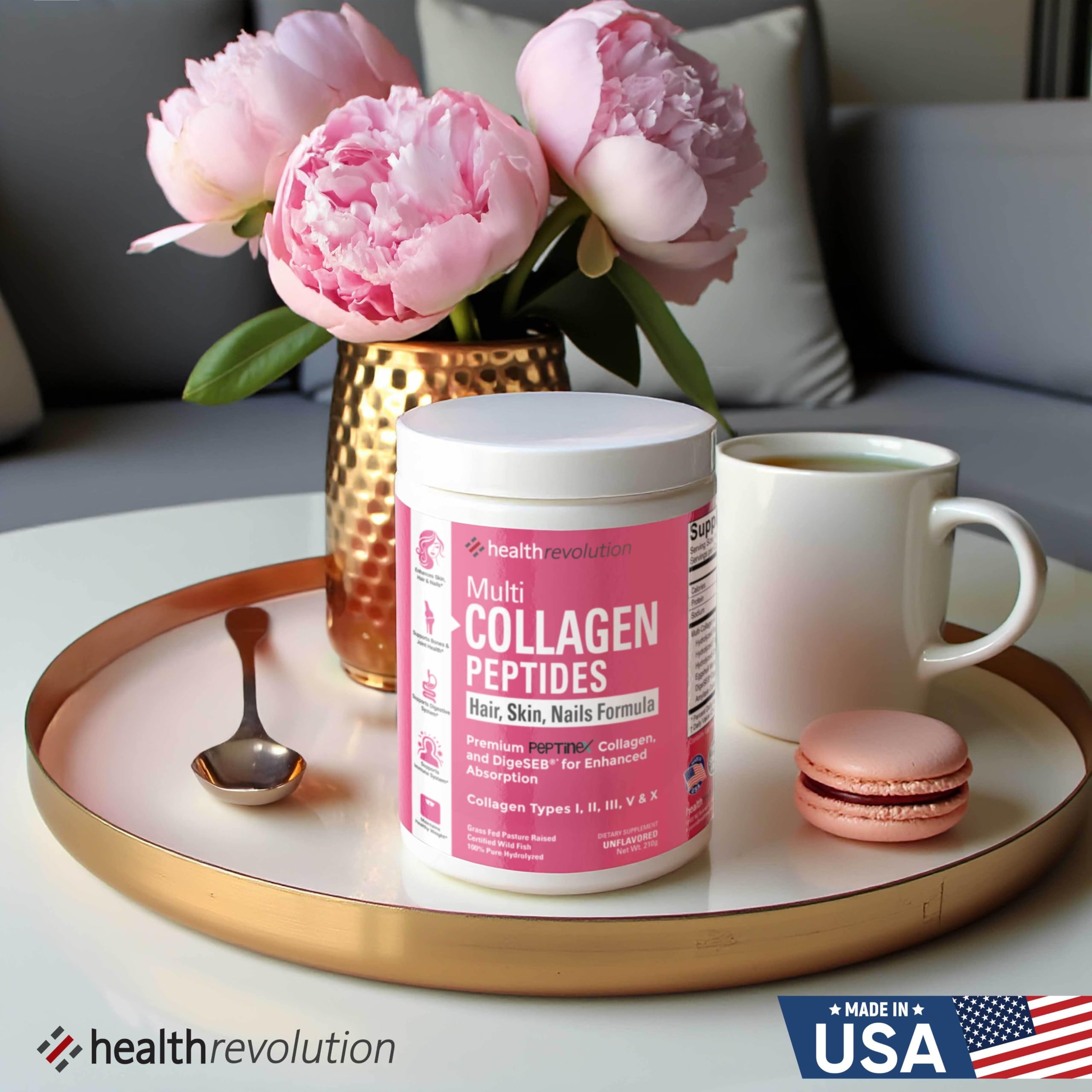 Health Revolution Multi Collagen Protein Powder 210g scoop in powder