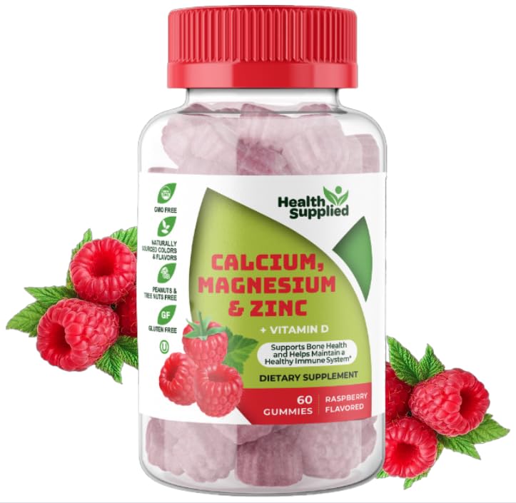 Health Supplied Calcium Magnesium Zinc Vitamin D supplement front view