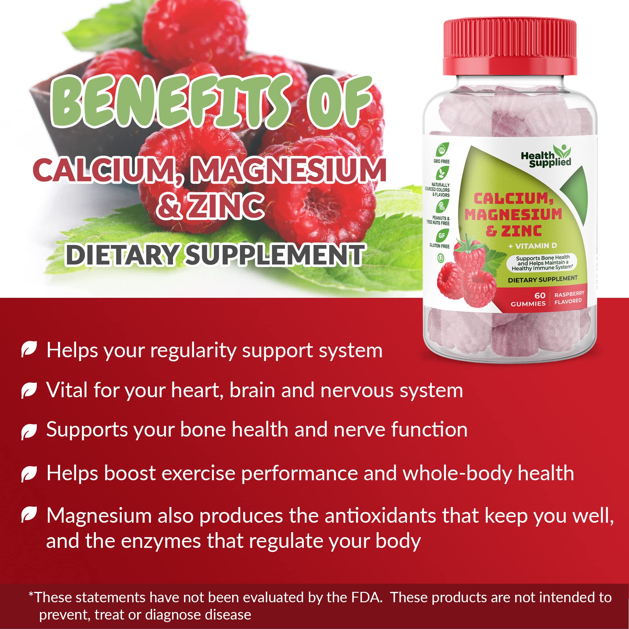 Health Supplied Calcium Magnesium Zinc Vitamin D supplement ingredients list