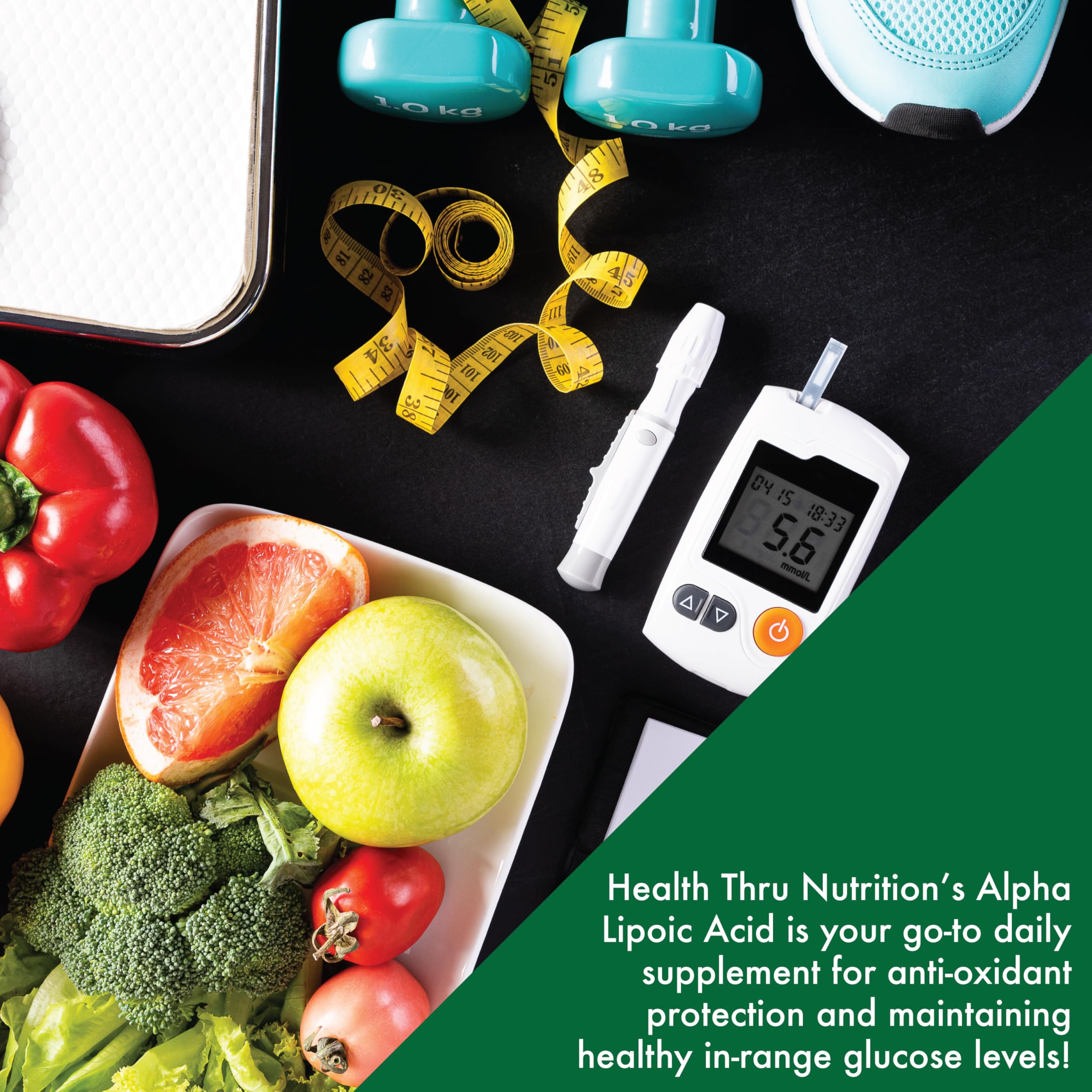 Health Thru Nutrition Alpha Lipoic Acid capsules with a glass of water