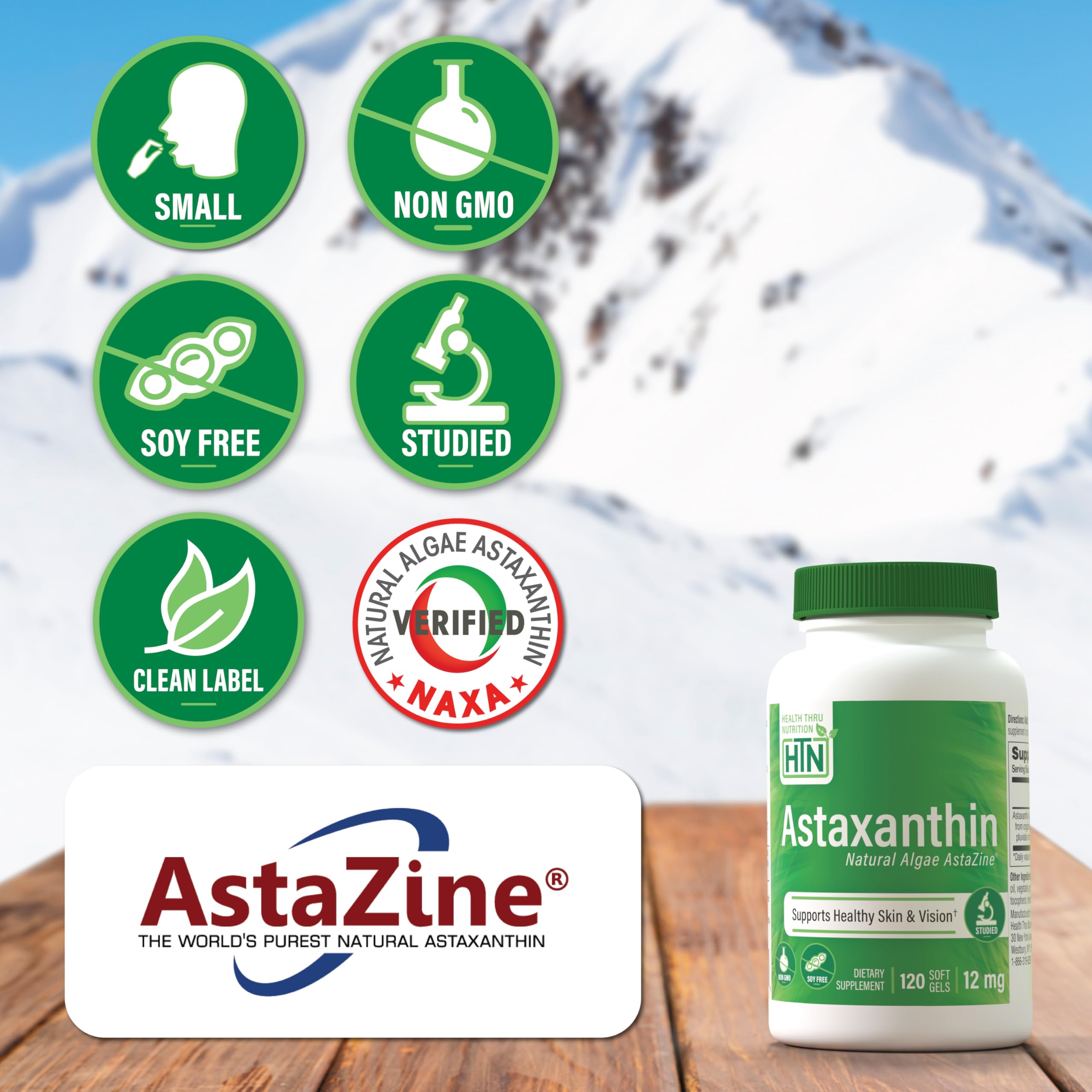 Health Thru Nutrition Astaxanthin 12mg Capsules side view