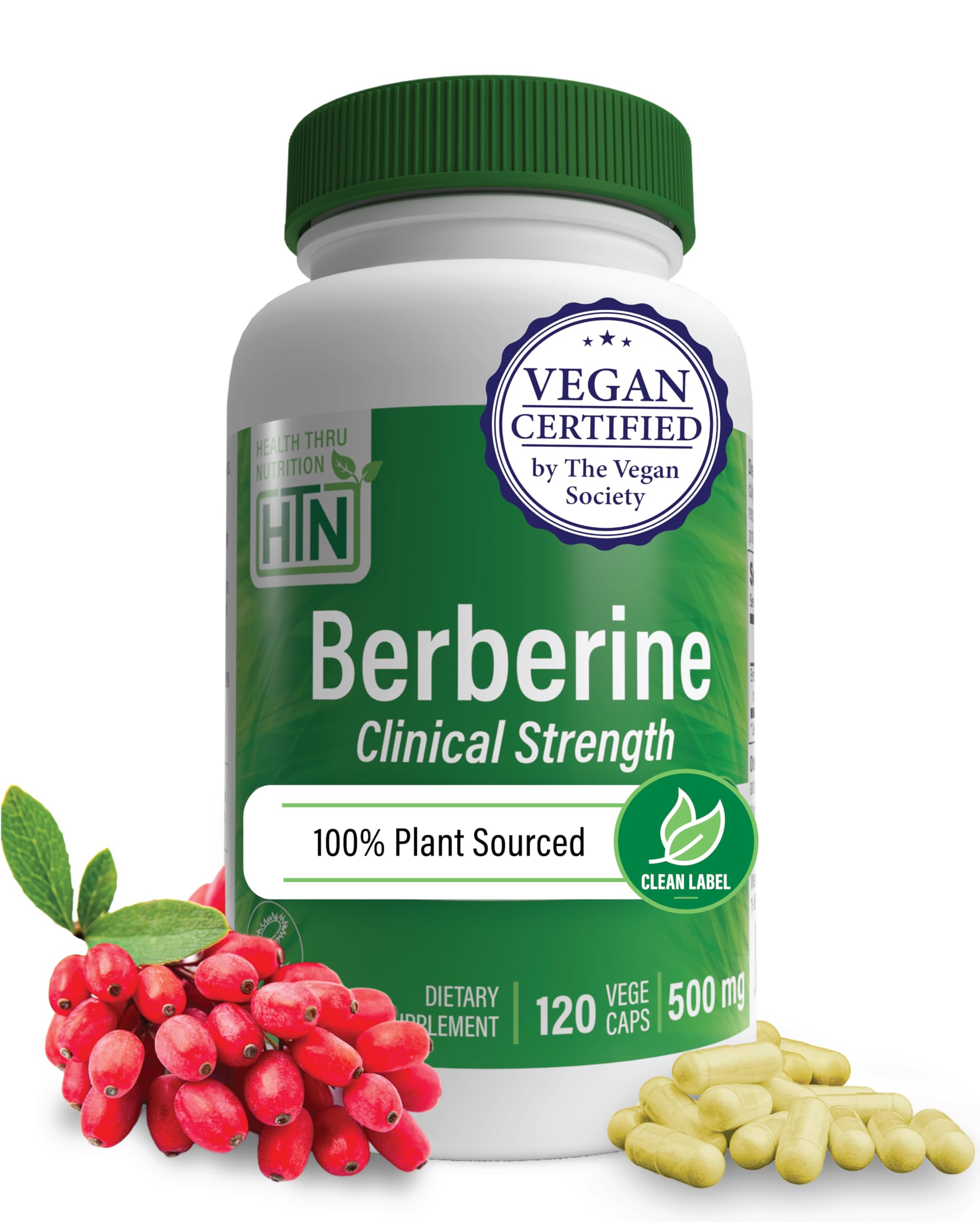 Health Thru Nutrition Berberine Capsules front view with packaging