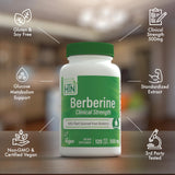 Health Thru Nutrition Berberine Capsules lifestyle scene with a glass of water