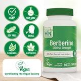 Health Thru Nutrition Berberine HCI 500mg Capsules bottle with label