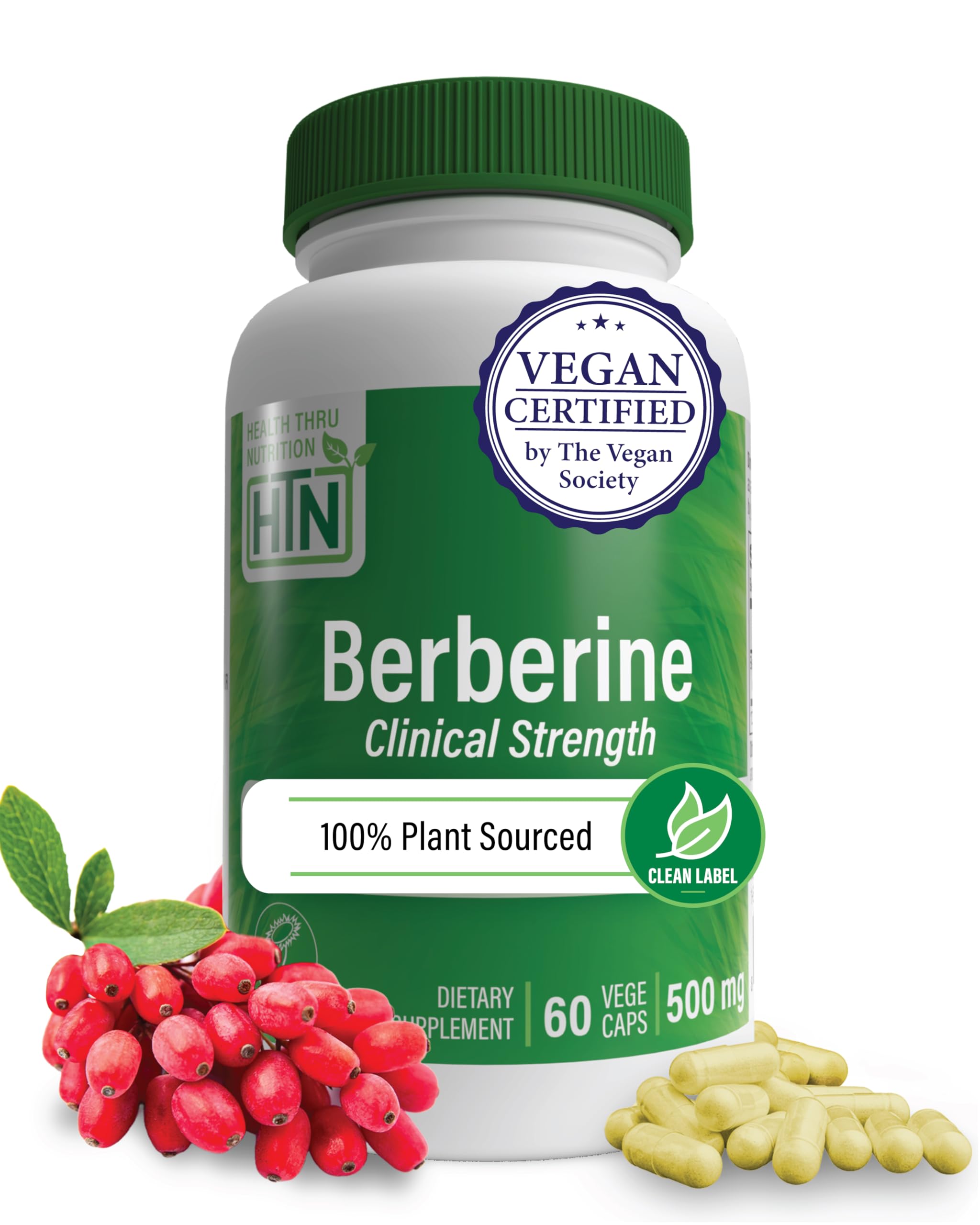 Health Thru Nutrition Berberine HCI 500mg Capsules front view