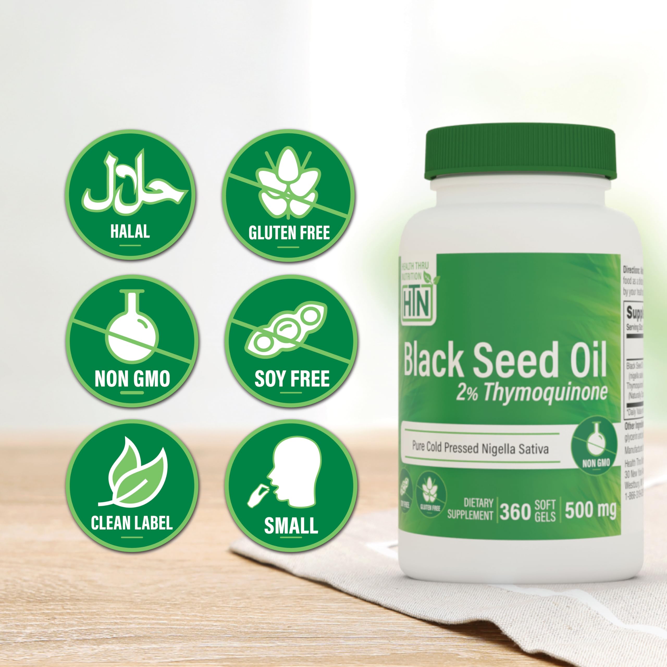 Health Thru Nutrition Black Seed Oil Softgels 500mg packaging