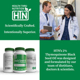 Health Thru Nutrition Black Seed Oil softgels with measuring spoon