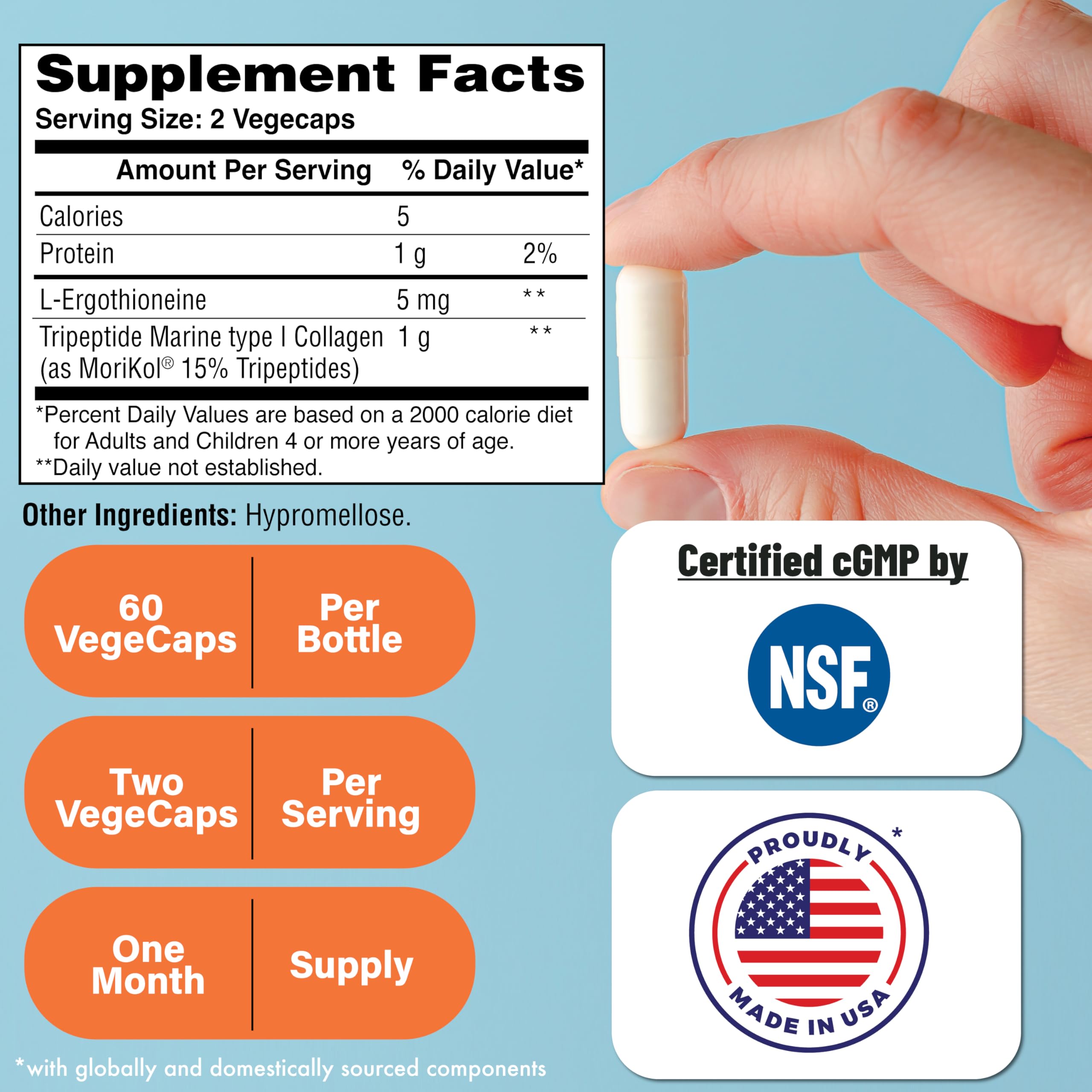 Health Thru Nutrition Collagen Supplement 1000mg side view