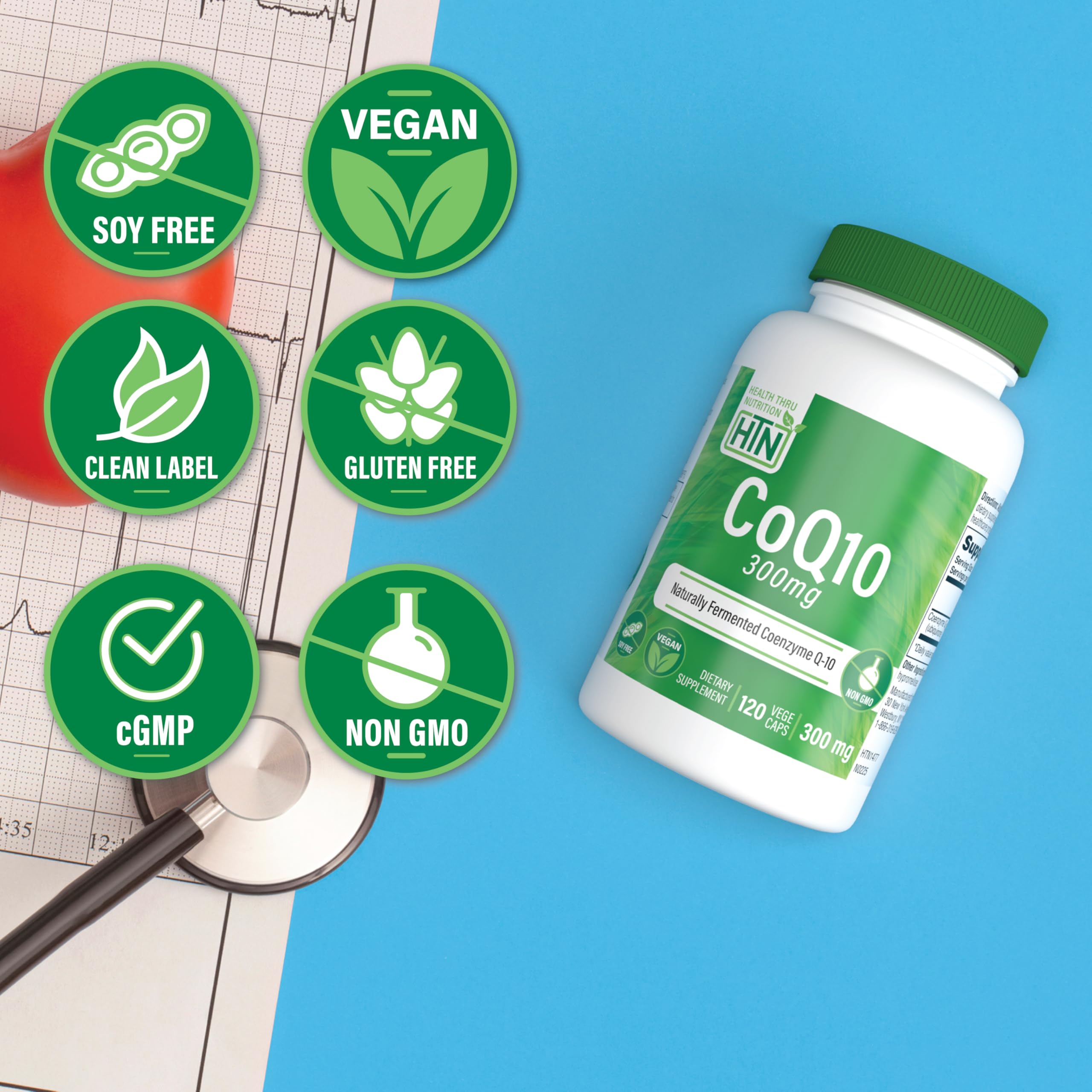 Health Thru Nutrition CoQ-10 300mg Vegecaps back view