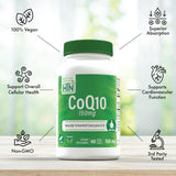 Health Thru Nutrition CoQ10 150mg Ubiquinone supplement vegecaps close-up