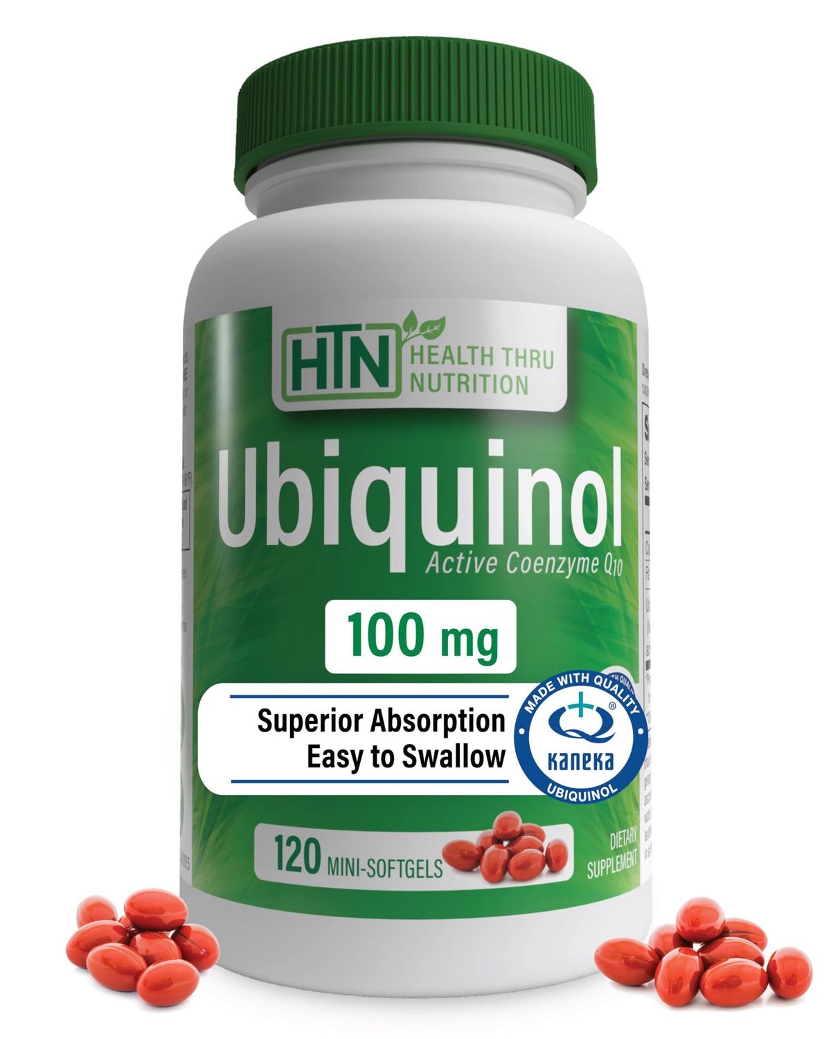 Health Thru Nutrition CoQ10 Kaneka Ubiquinol 30 softgels front view