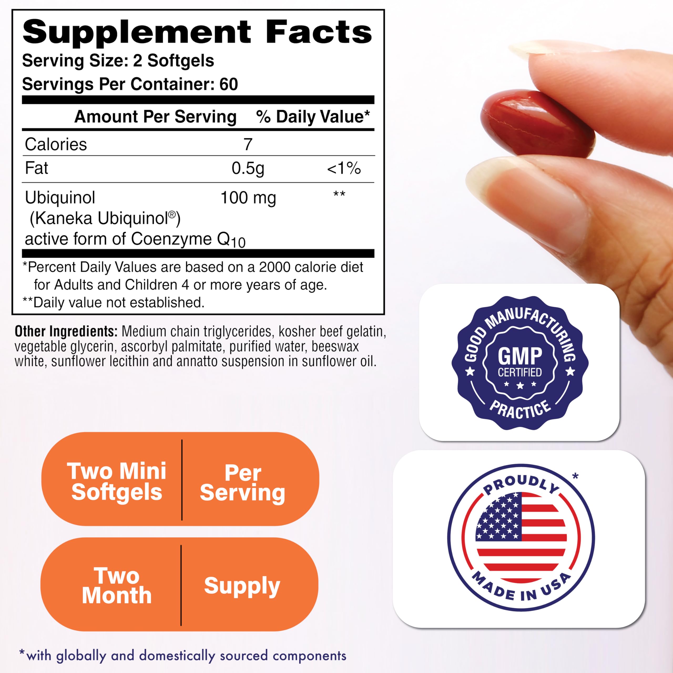 Health Thru Nutrition CoQ10 Kaneka Ubiquinol 30 softgels side view