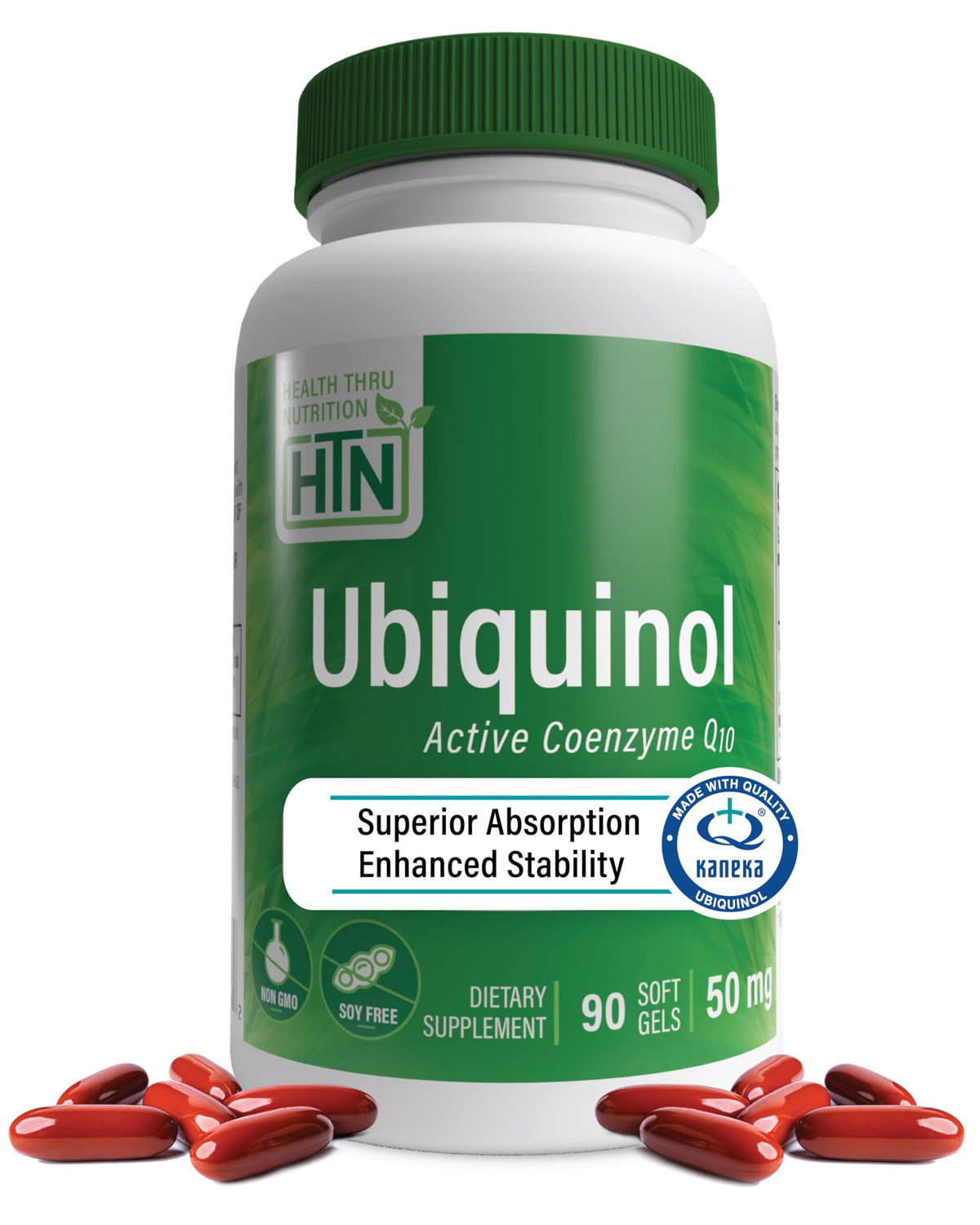 Health Thru Nutrition CoQ10 Kaneka Ubiquinol 82g capsules front view