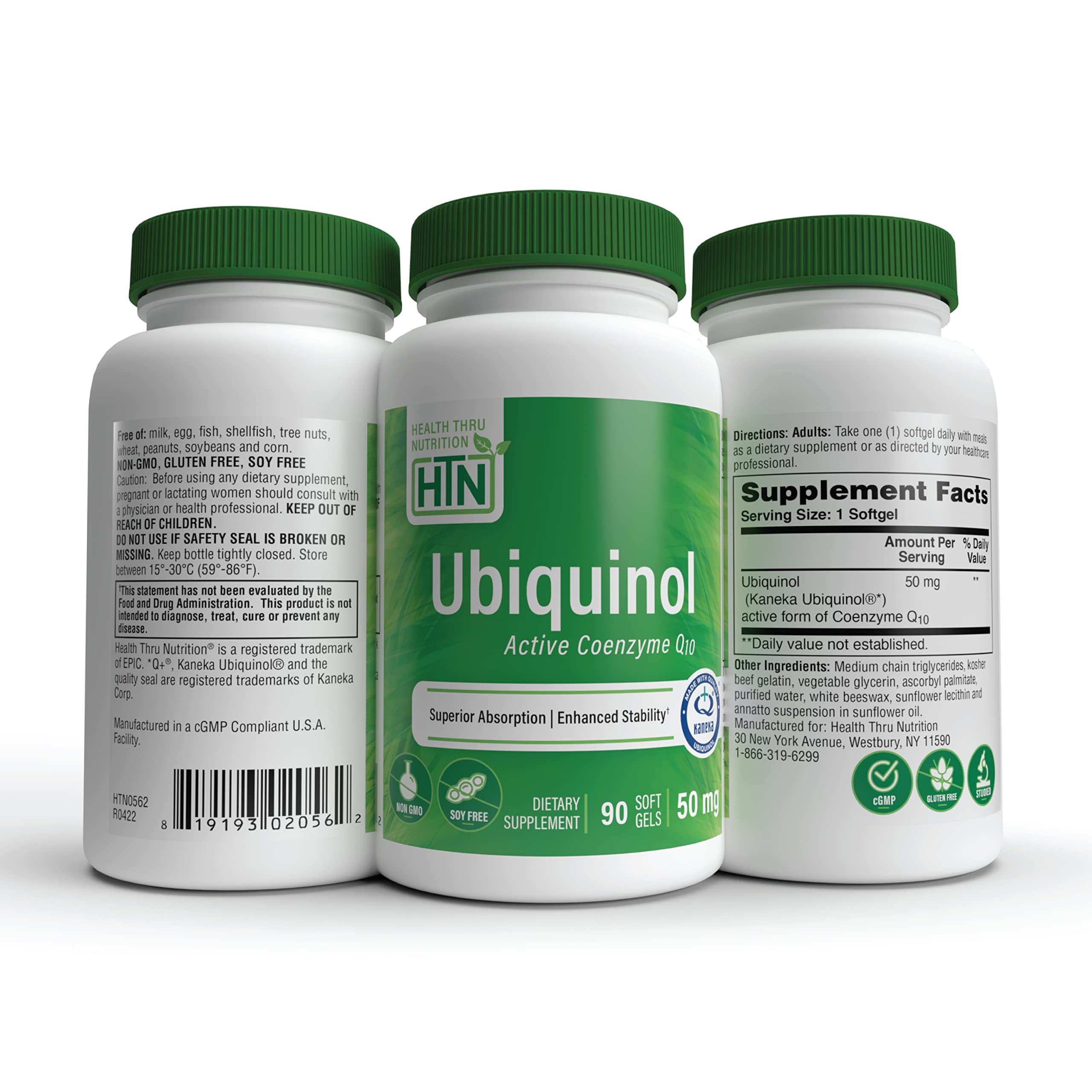 Health Thru Nutrition CoQ10 Kaneka Ubiquinol capsules close-up