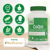 Health Thru Nutrition CoQ10 Softgels with BioPerine back view