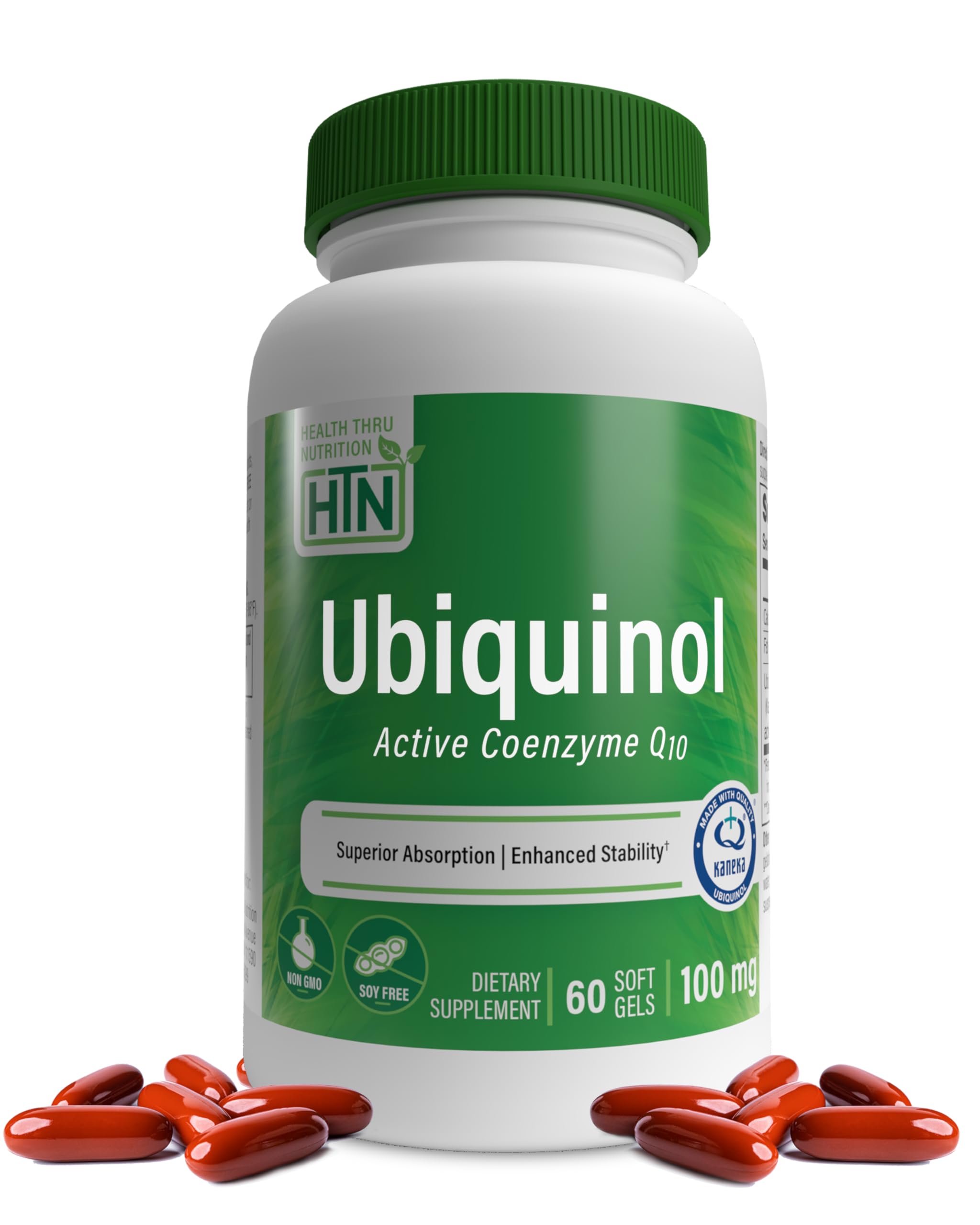 Health Thru Nutrition CoQ10 Ubiquinol capsules front view