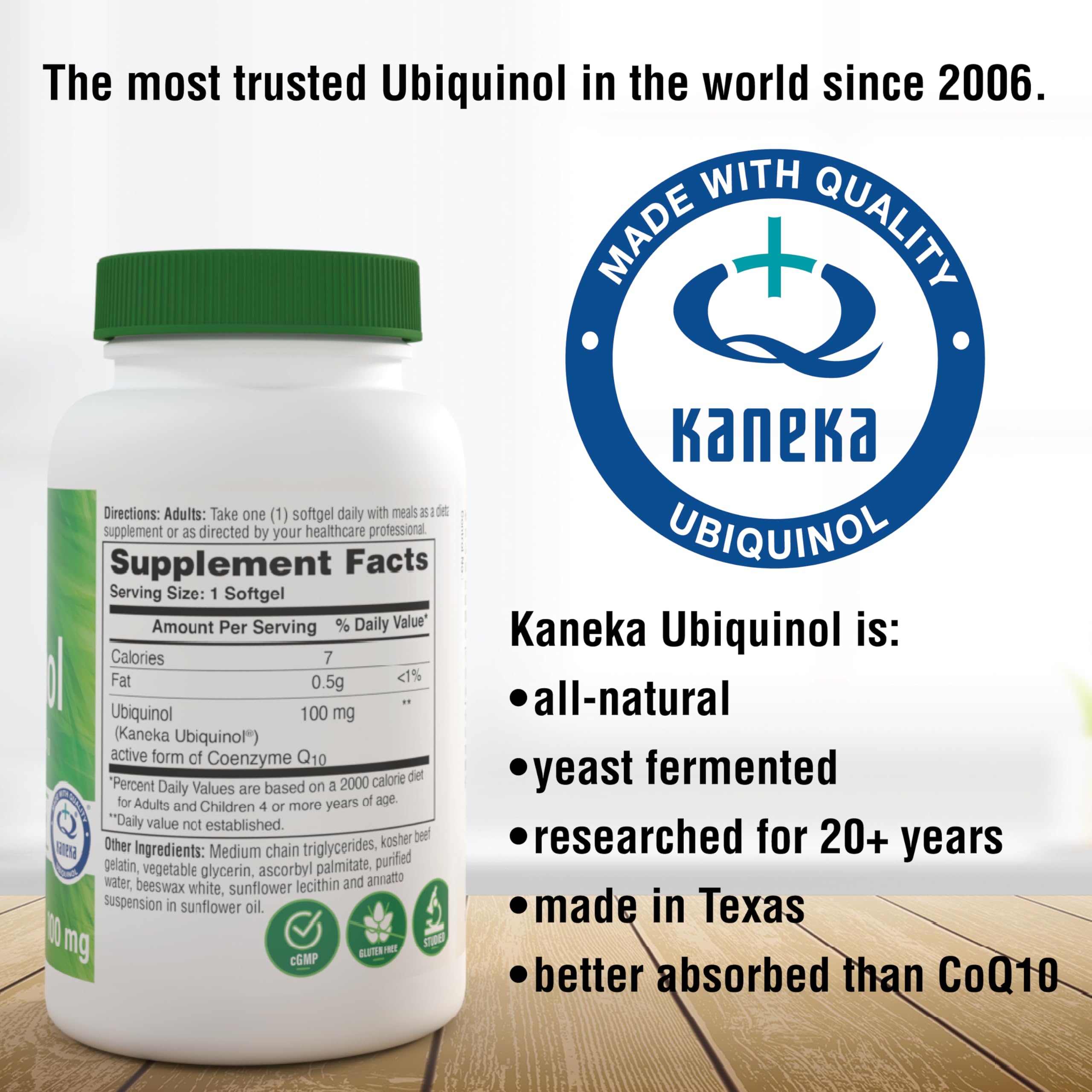 Health Thru Nutrition CoQ10 Ubiquinol capsules with ingredients list
