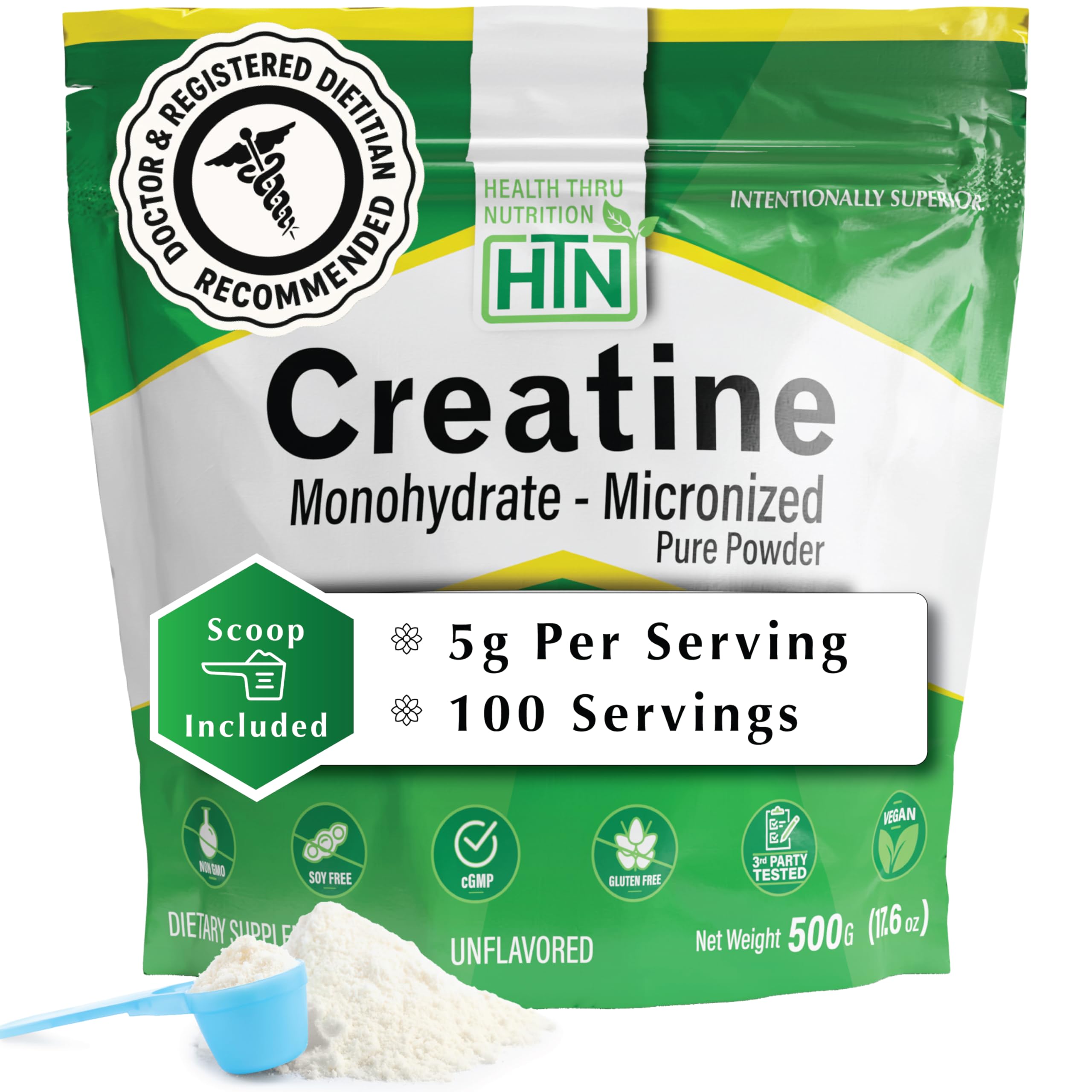 Health Thru Nutrition Creatine Monohydrate 500g front view