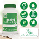 Health Thru Nutrition Inositol 120 capsules with dosage details