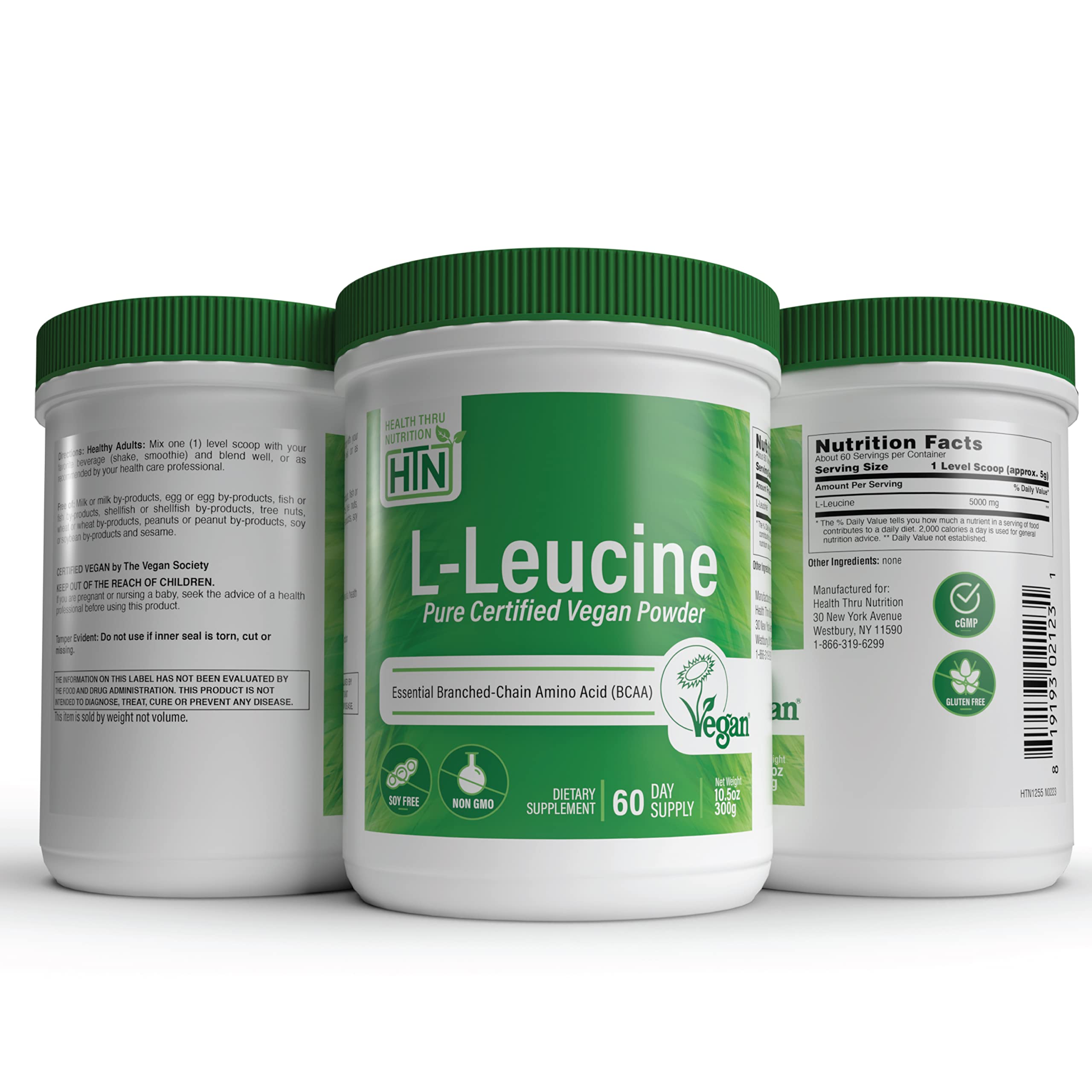 Health Thru Nutrition L-Leucine BCAA Powder 318g mixed in a shake