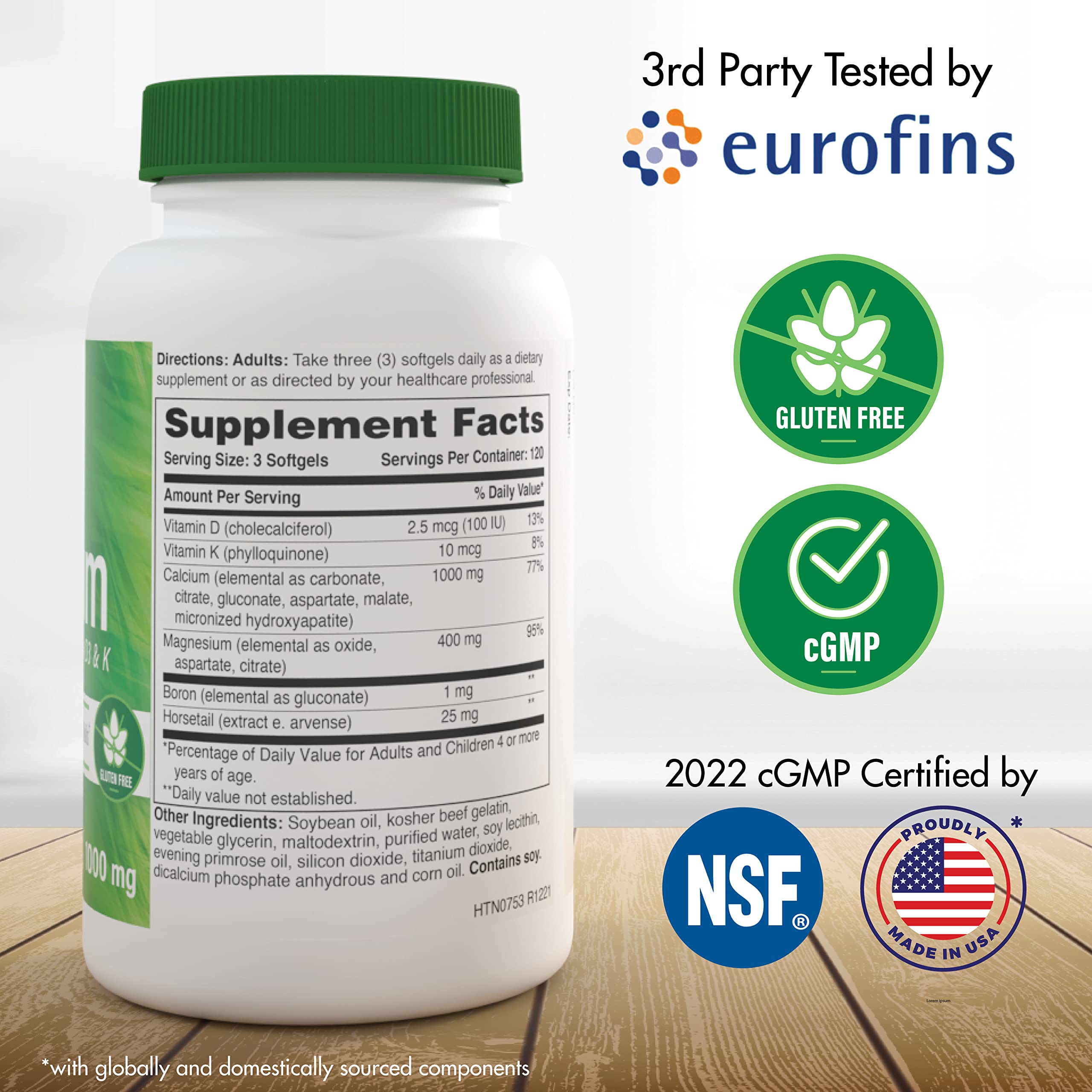 Health Thru Nutrition Liquid Calcium 1000mg bottle side view