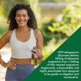 Health Thru Nutrition Magnesium Glycinate 240 tablets with a glass of water