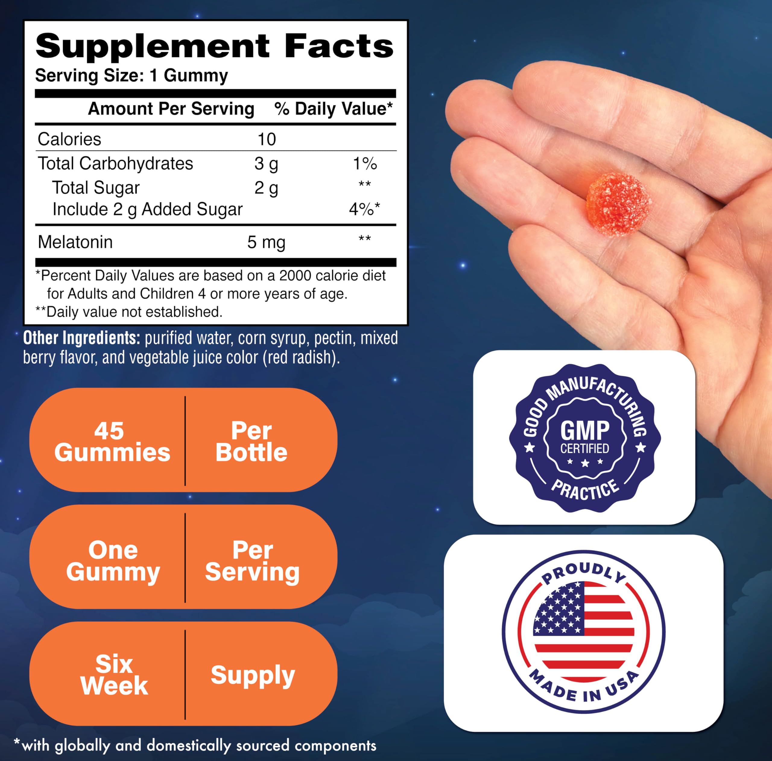 Health Thru Nutrition Melatonin Gummies bottle with child-resistant cap