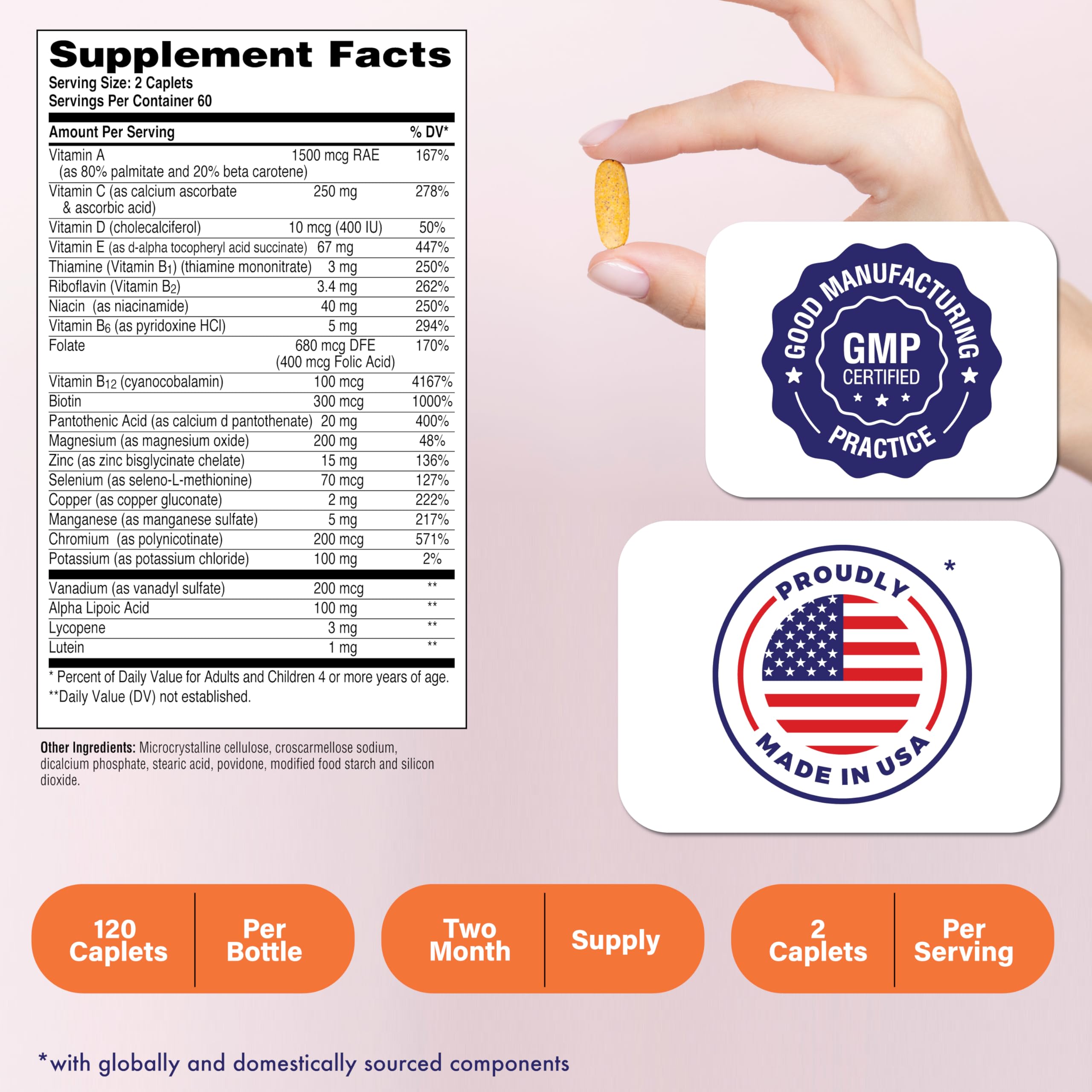 Health Thru Nutrition Multivitamins side view with ingredients