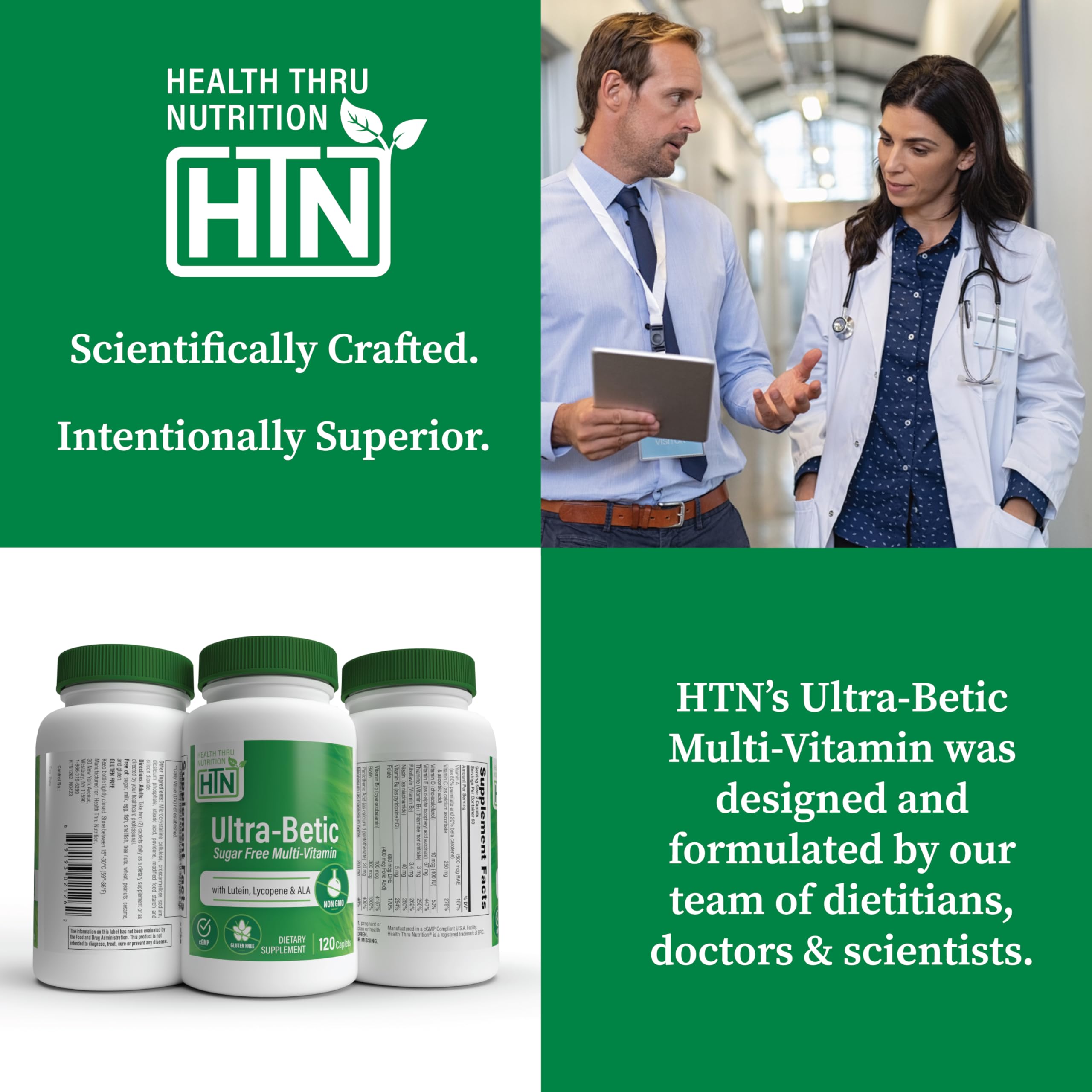 Health Thru Nutrition Multivitamins with a glass of water