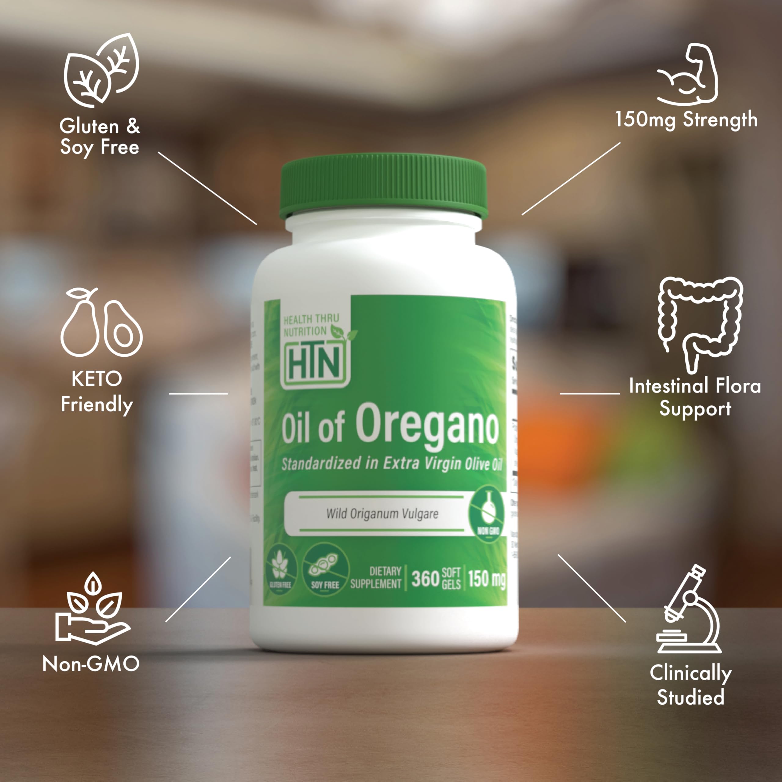 Health Thru Nutrition Oil of Oregano 150mg capsule close-up
