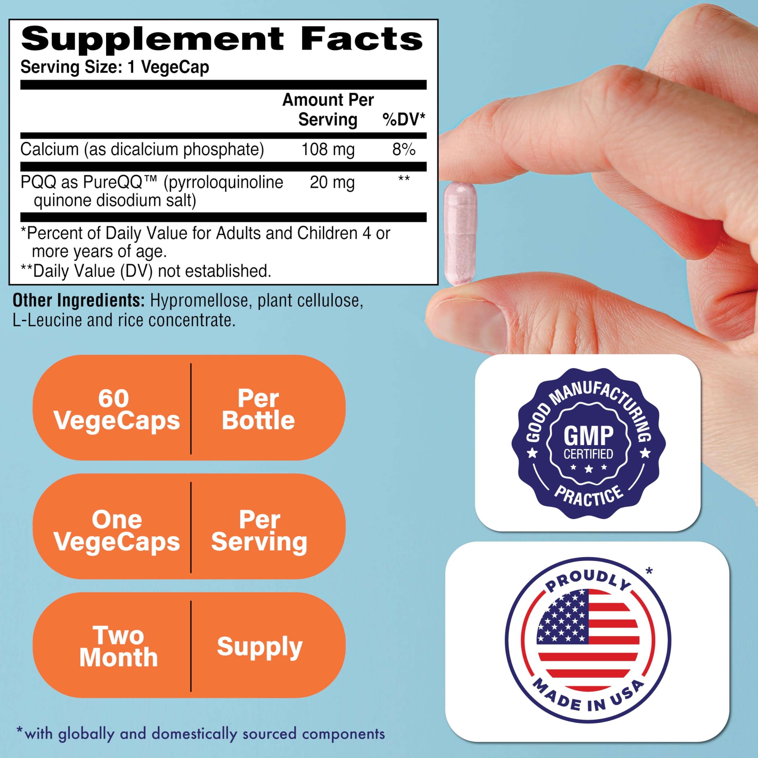 Health Thru Nutrition PureQQ PQQ 20mg supplement side view