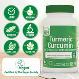 Health Thru Nutrition Turmeric Curcumin Supplement capsule close-up