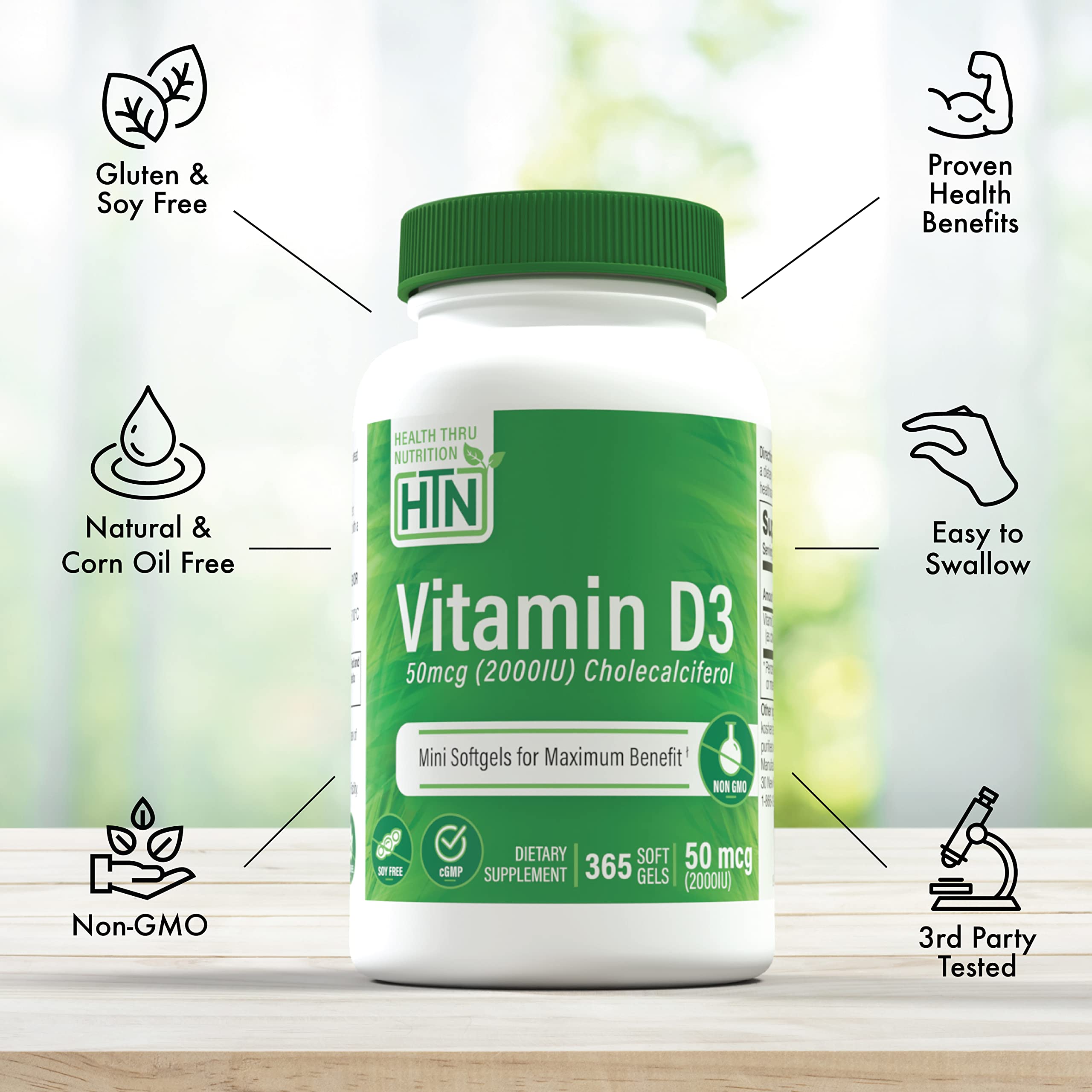Health Thru Nutrition Vitamin D3 softgel close-up