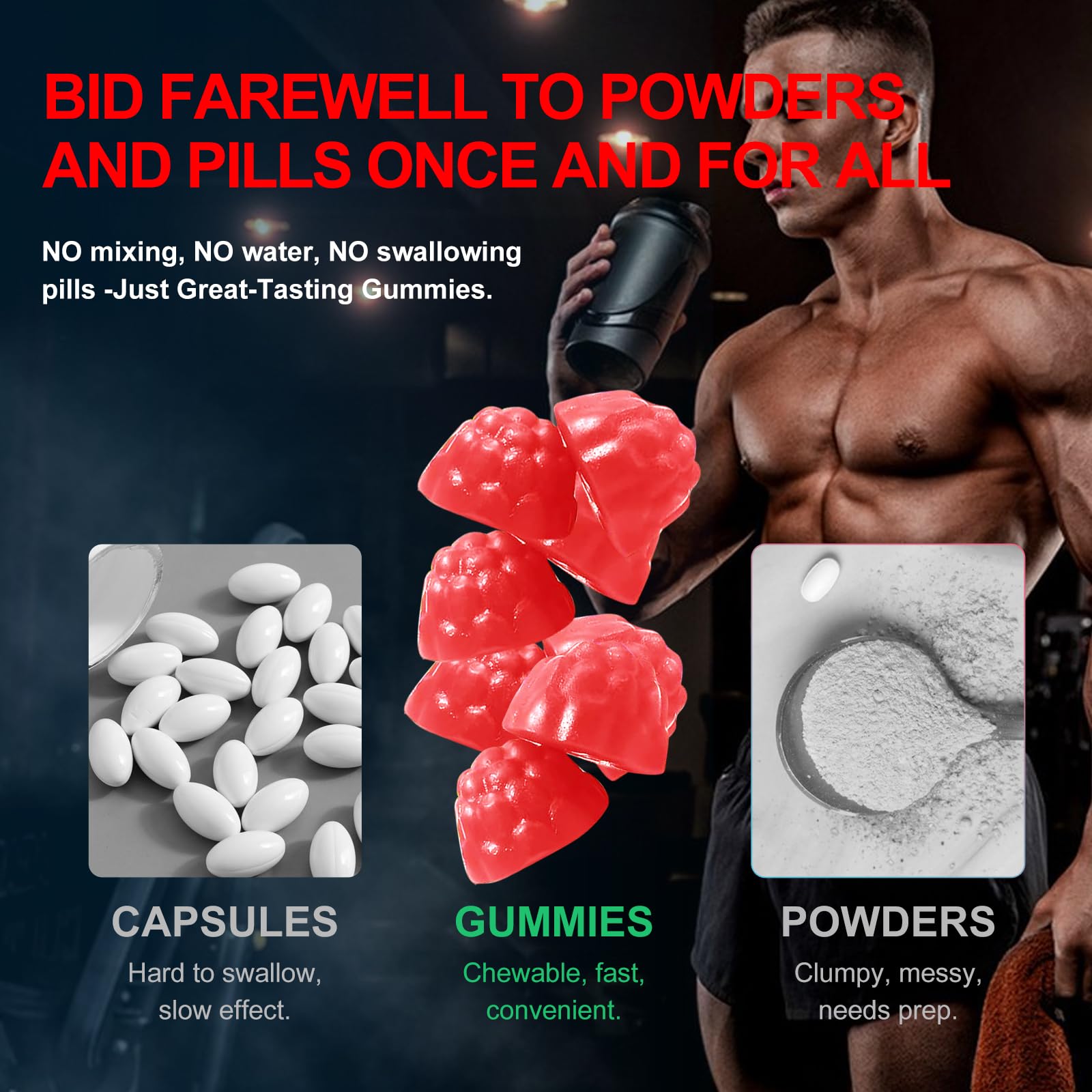 Health4All Creatine Gummies displayed with other supplements