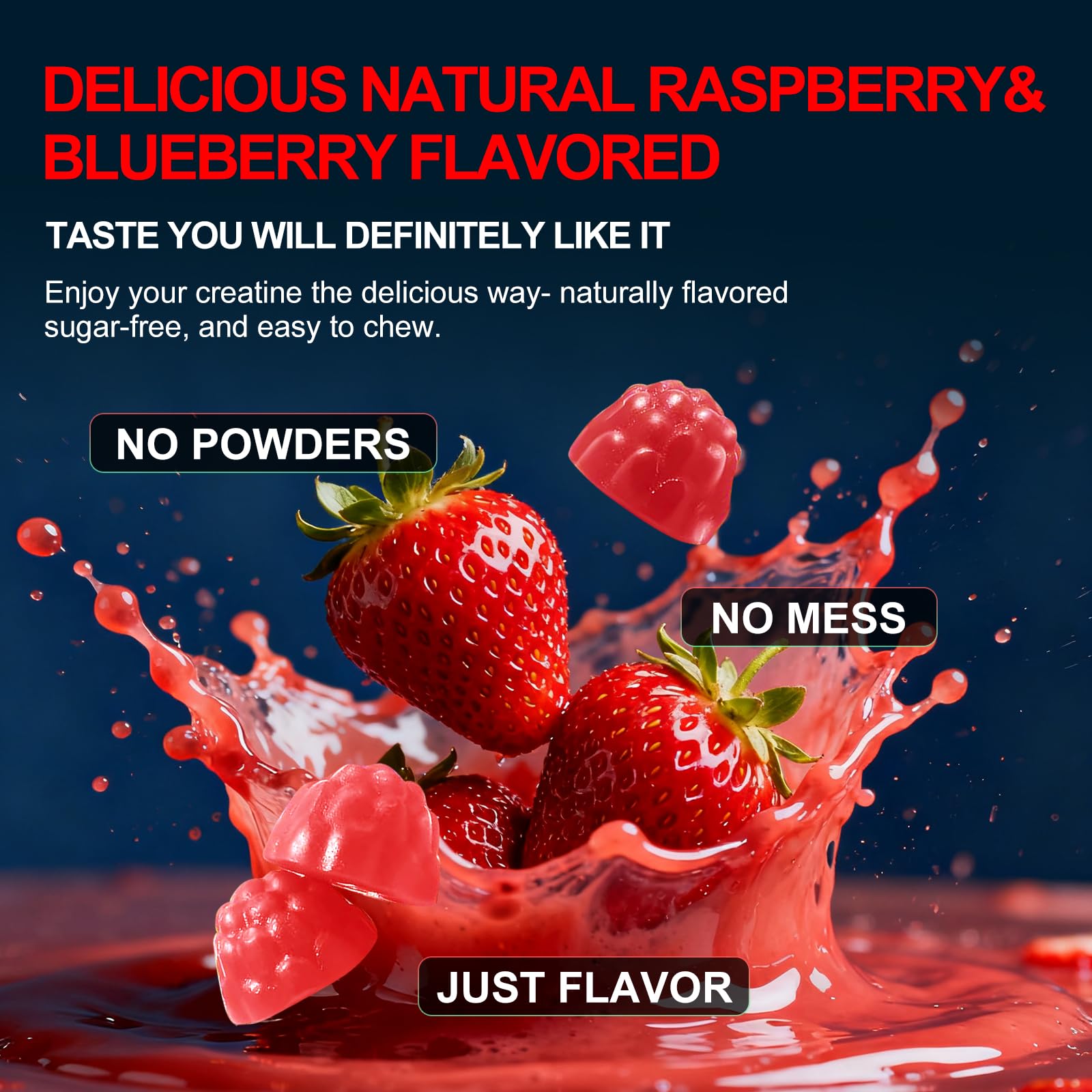 Health4All Creatine Gummies showing natural strawberry flavour