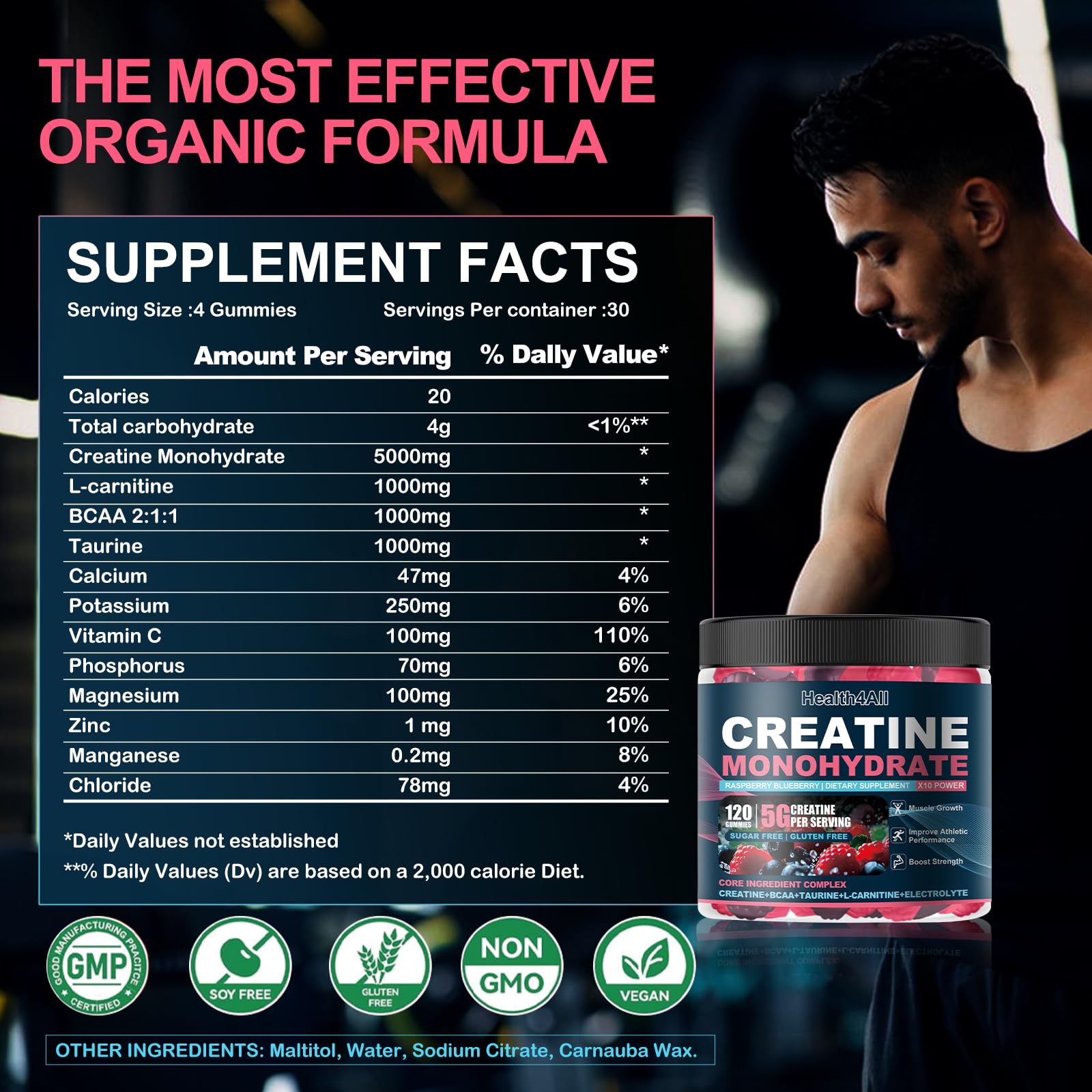 Health4All Creatine Monohydrate Gummies nutritional information