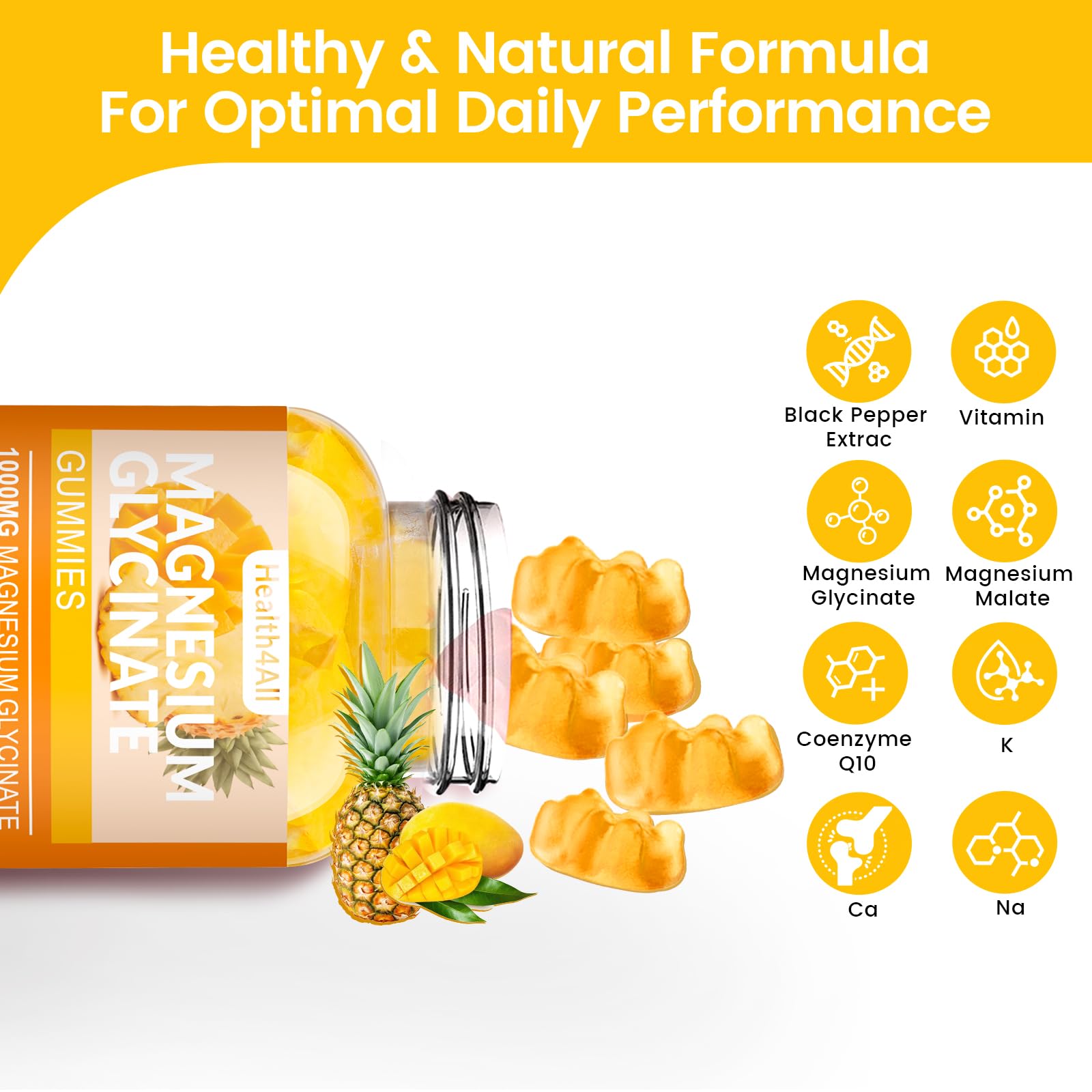 Health4All Magnesium Gummies 1000mg close-up of gummies