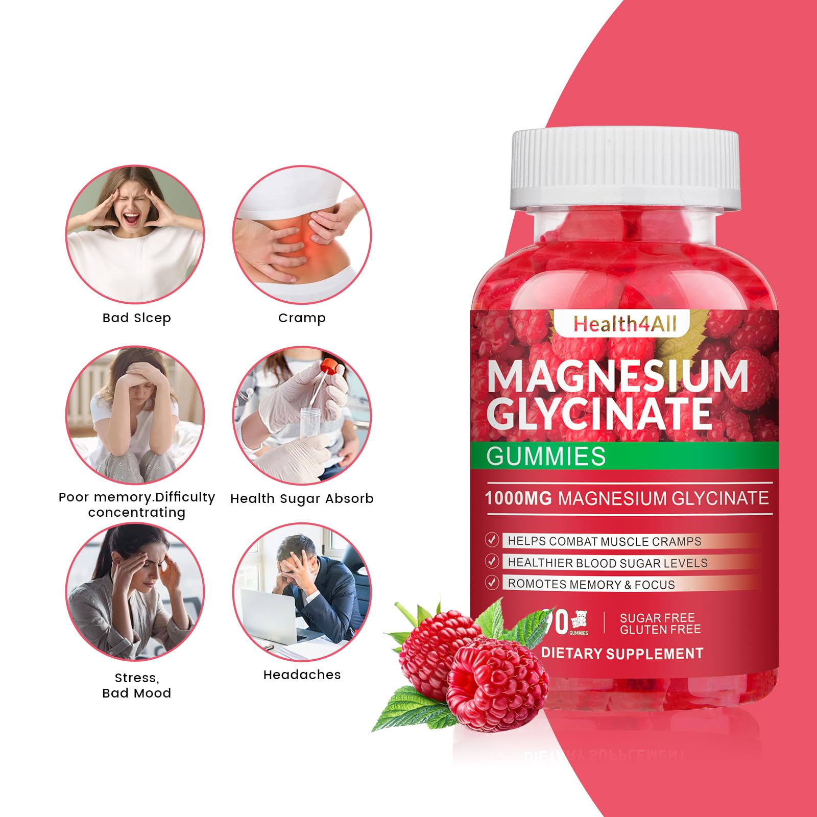Health4All Magnesium Gummies 1000mg with vitamins D and B6