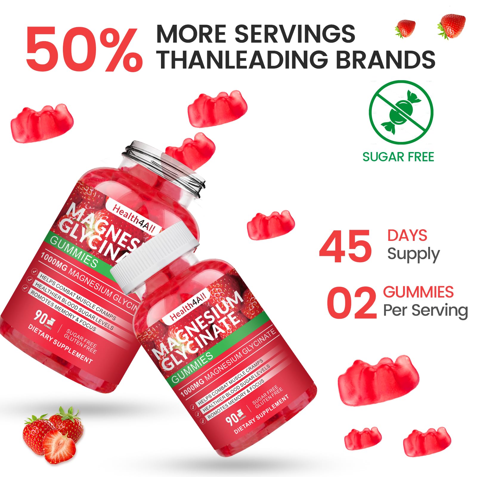 Health4All Magnesium Gummies in a bowl for serving