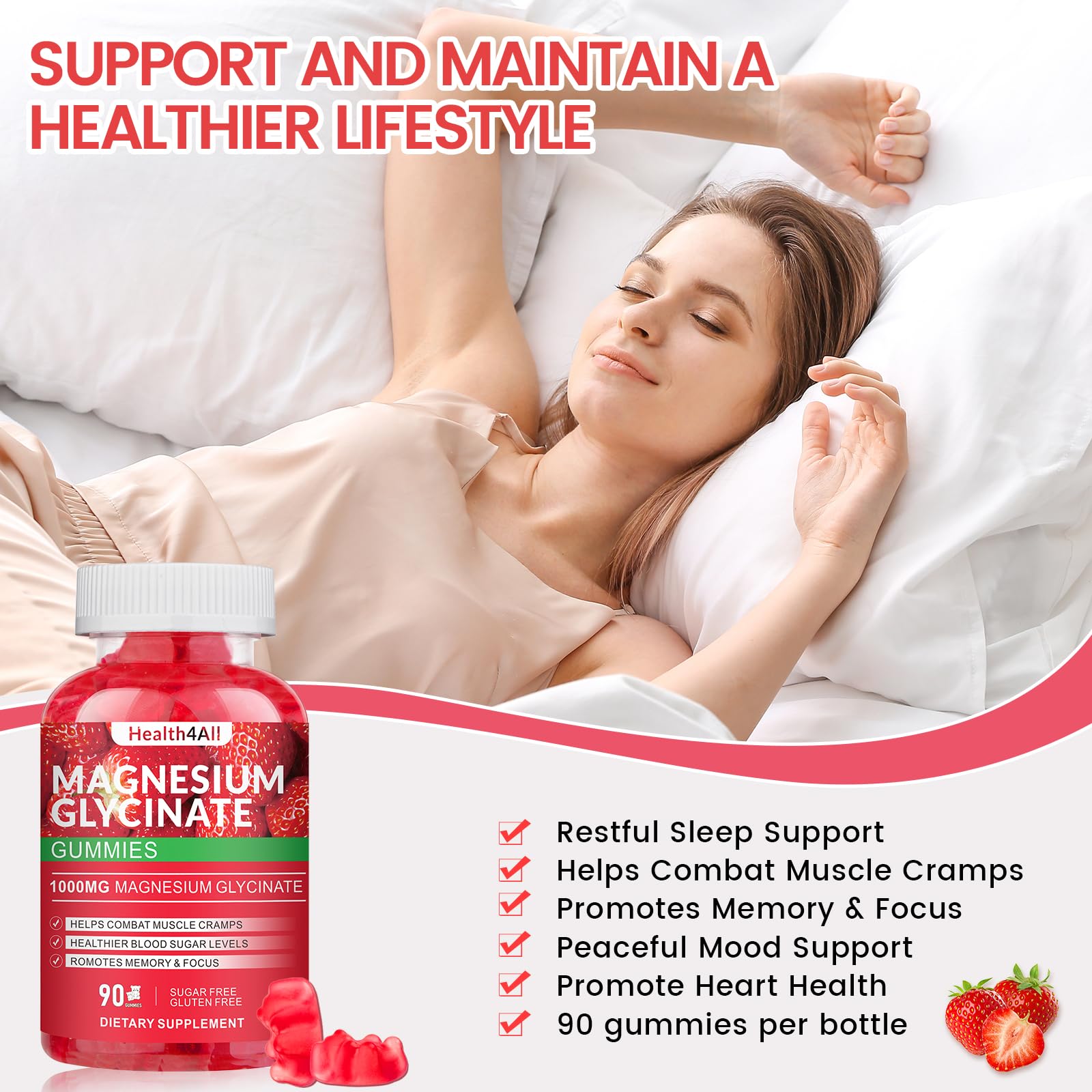 Health4All Magnesium Gummies natural strawberry flavour