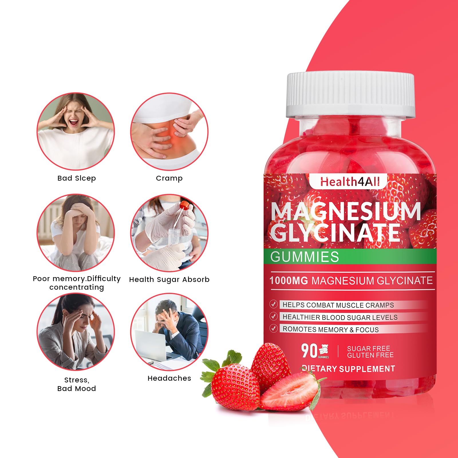 Health4All Magnesium Gummies packaging side view