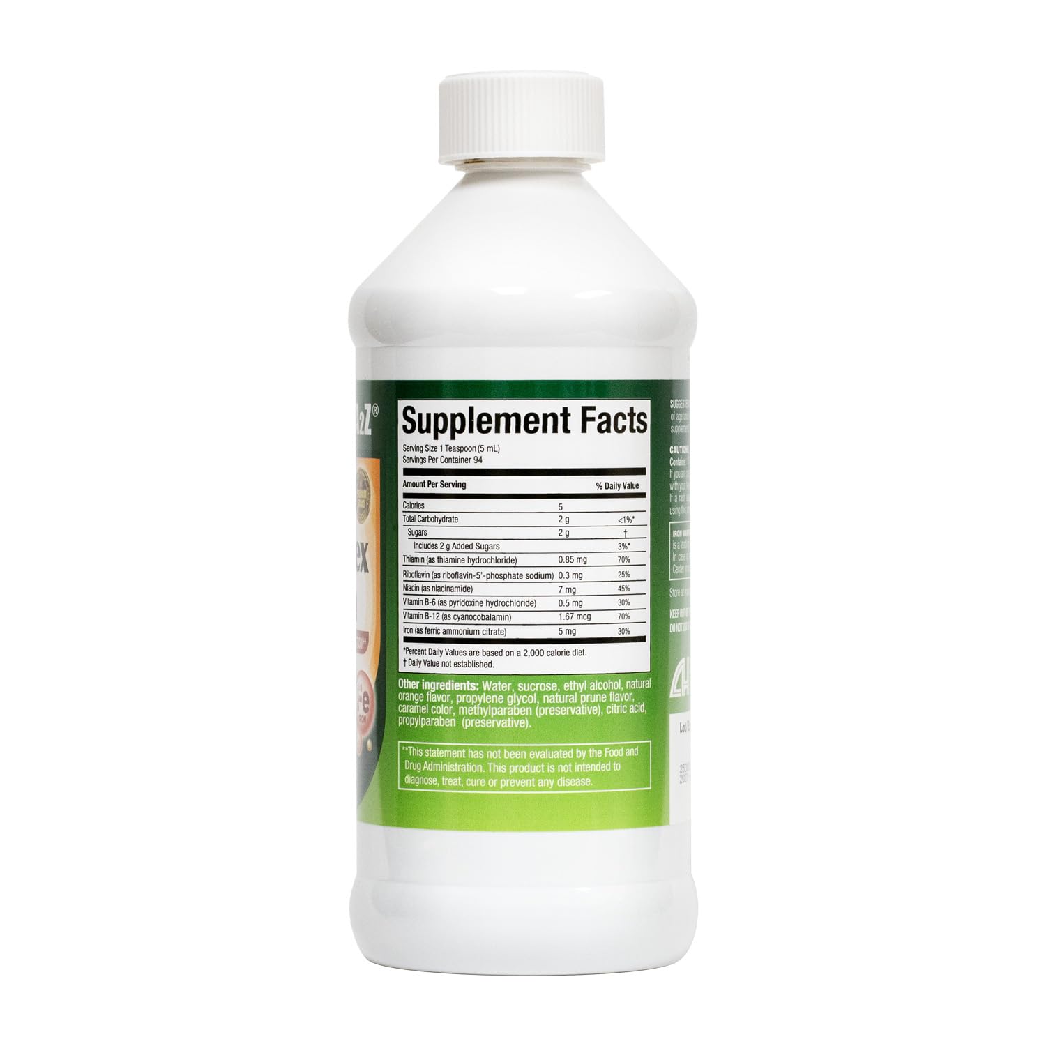 HealthA2Z Liquid Vitamin B-Complex 16 oz back view