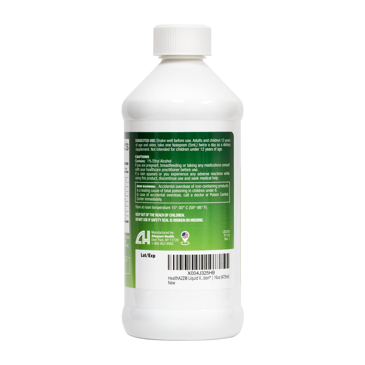 HealthA2Z Liquid Vitamin B-Complex 16 oz side view