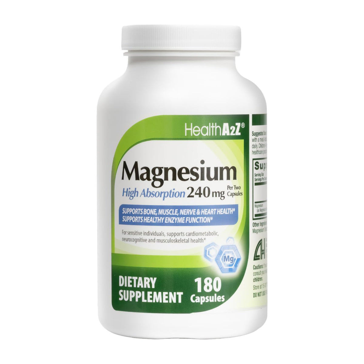 HealthA2Z Magnesium Glycinate 240mg supplement bottle front view