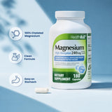 HealthA2Z Magnesium Glycinate 240mg supplement on a wooden table