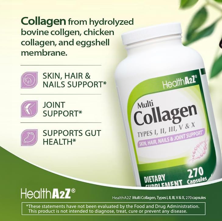 HealthA2Z Multi Collagen Supplement capsule close-up