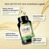 HealthA2Z Vitamins D3 + K2 softgels with coconut oil
