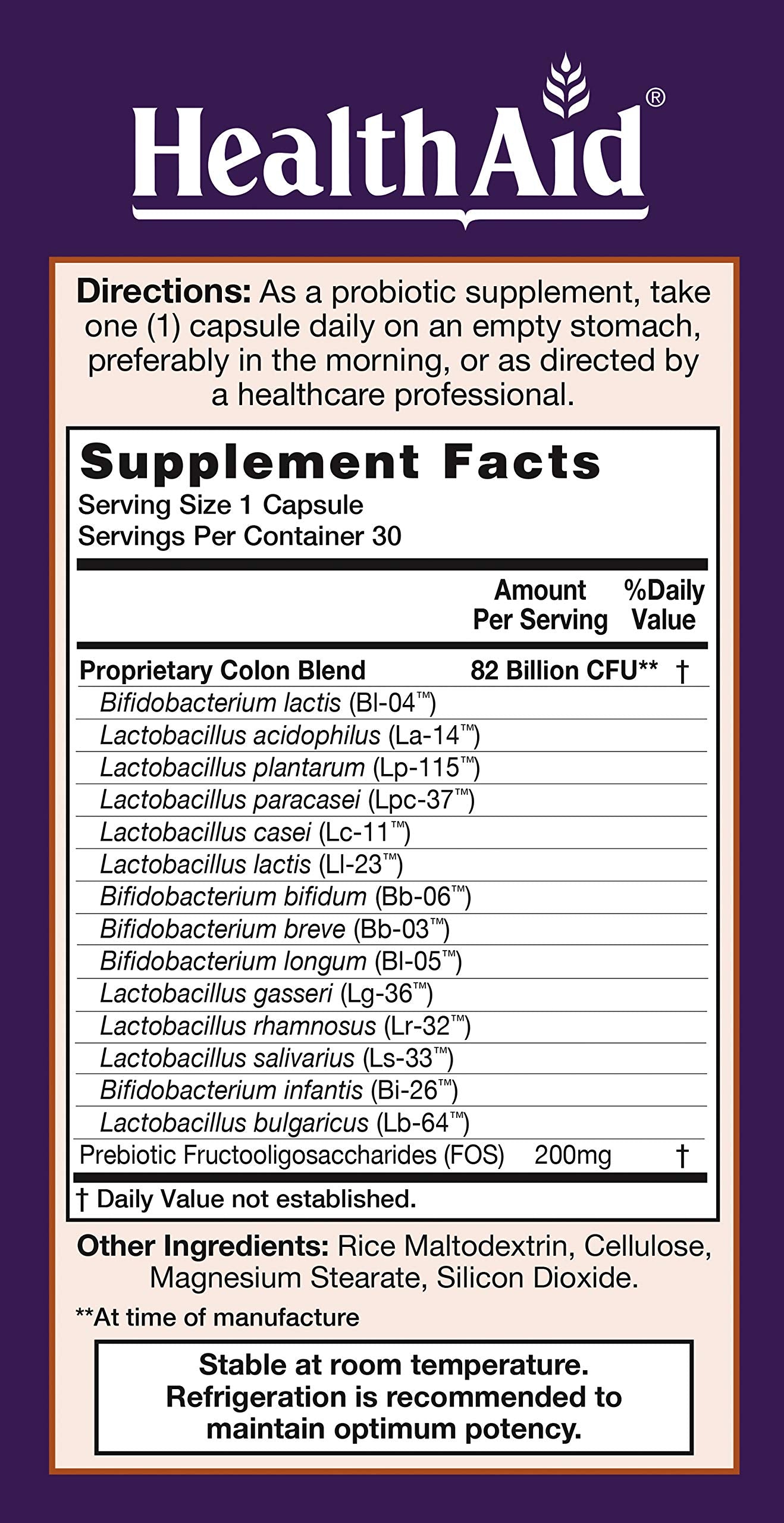 HealthAid ColonProbio supplement bottle side view